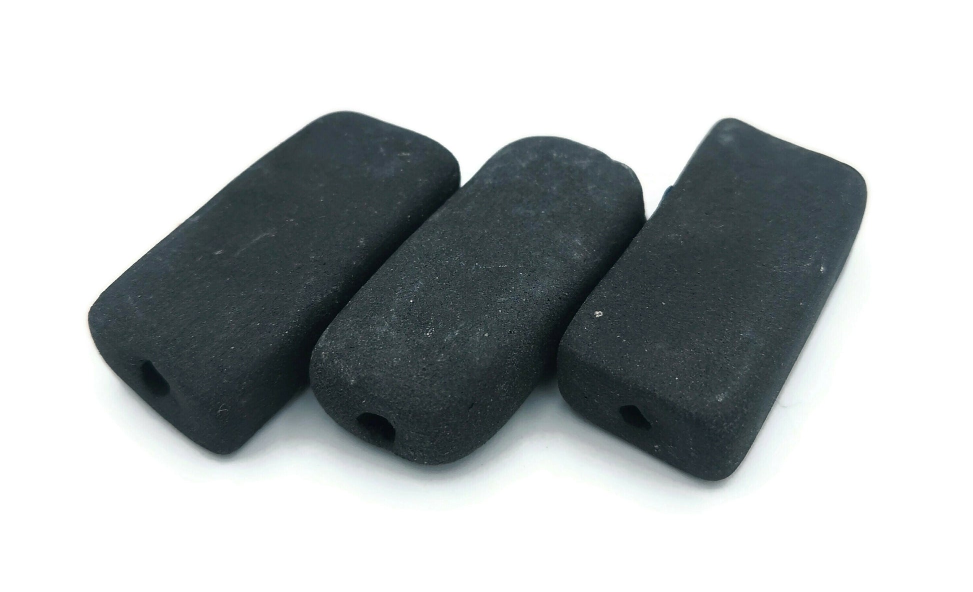 LARGE RECTANGULAR BEADS, Ceramic Beads Matt Set of 3 Tile Beads For Crafting Or Decorating, Jewelry Making Beads - Ceramica Ana Rafael