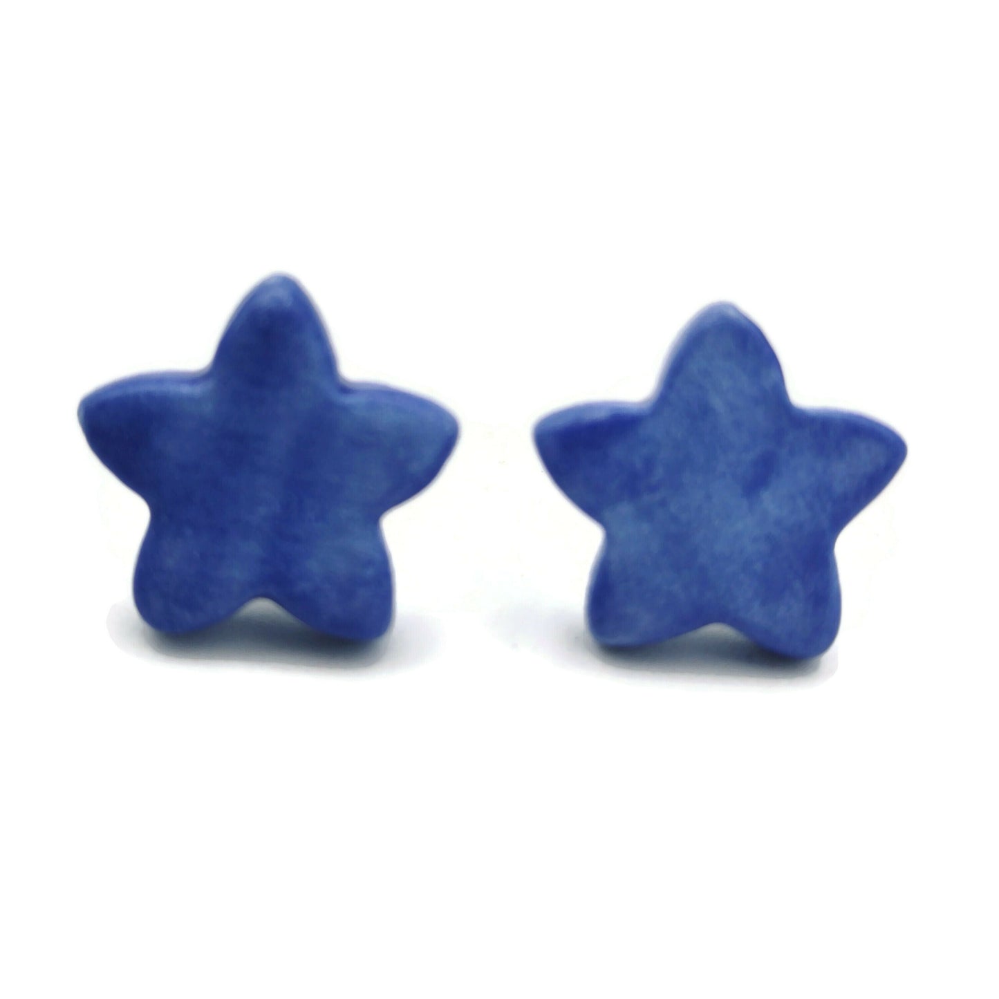 Blue Star Stud Earrings For Women, Handmade Ceramic Jewelry, Novelty Best Gifts for Her, mom birthday gift - Ceramica Ana Rafael