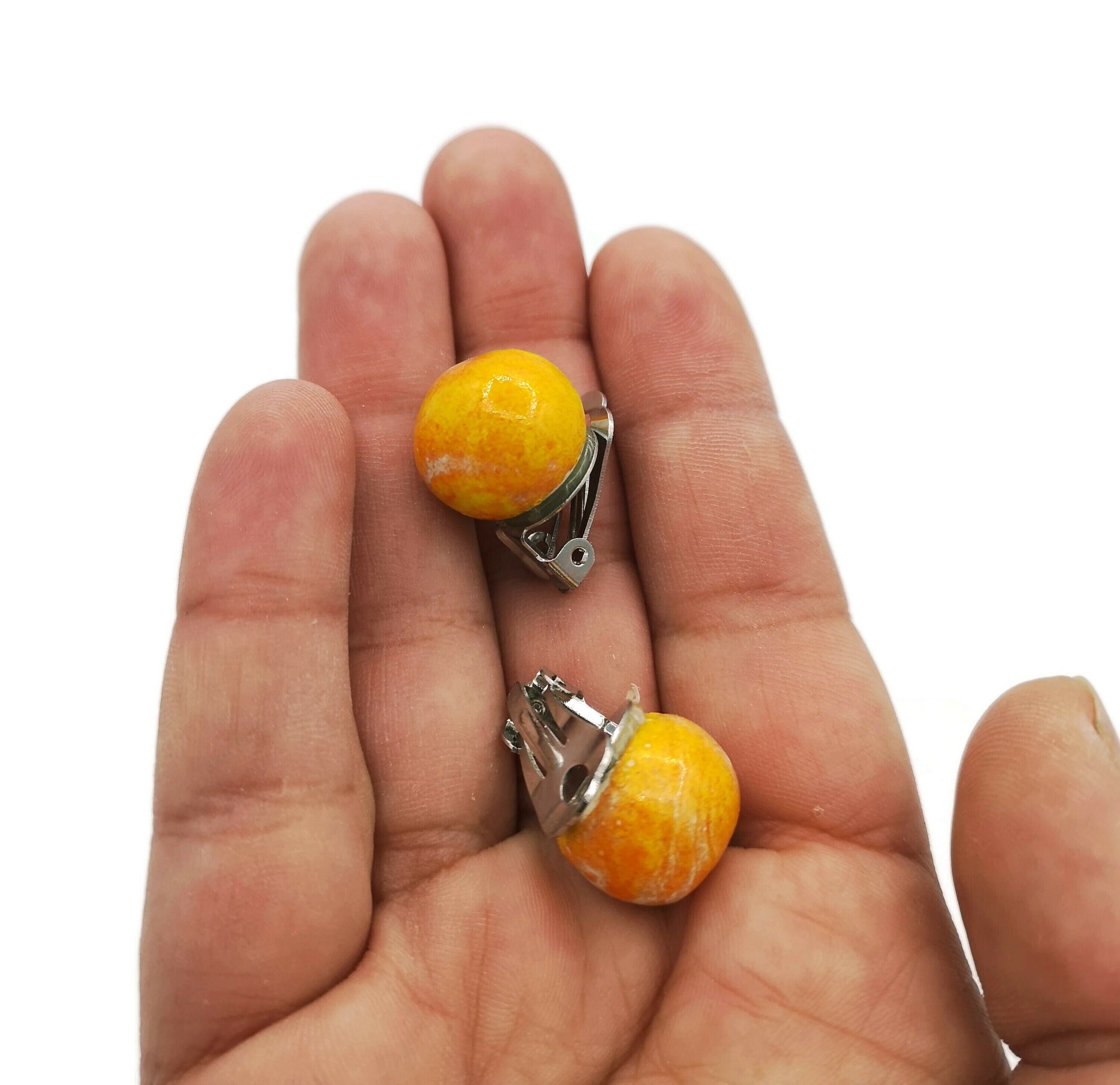 Clip On Earrings For Non Pierced Ears, Stud Earrings Best Gifts For Her, Ceramic Minimalist Artsy Earrings, Mom Birthday Gift Clay Earrings - Ceramica Ana Rafael