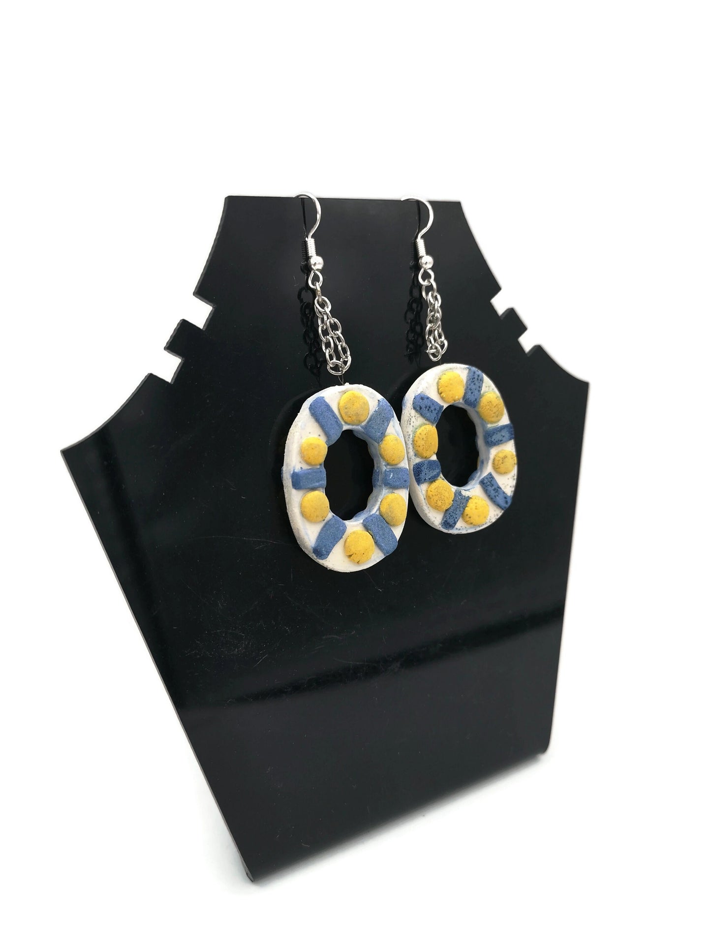 STATEMENT EARRINGS DANGLE, Clay Earrings, Handmade Ceramic Aesthetic Earrings, Dangle Earrings For Mom Birthday Gift From Daughter - Ceramica Ana Rafael