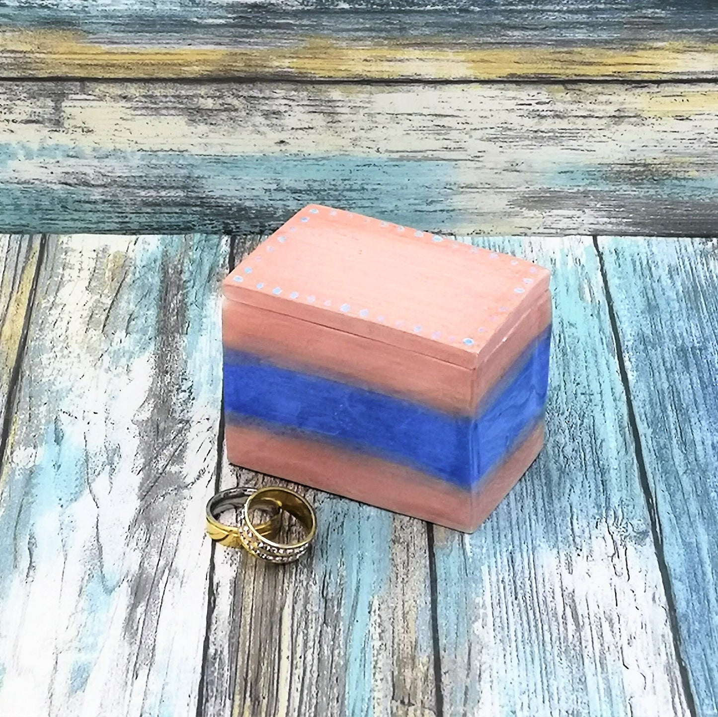 Handmade Ceramic Rectangle Jewelry Box For Women, Hand Painted Pink And Blue Trinket Box For Her, Custom Gifts For Women Who Has Everything - Ceramica Ana Rafael