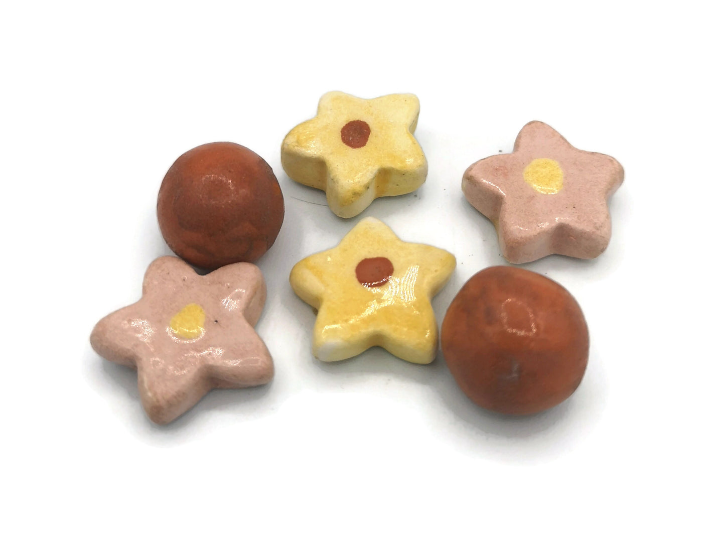 Assorted Cabochons For Jewelry making, Handmade Ceramic Beads Without Hole, Round Cabochon - Ceramica Ana Rafael