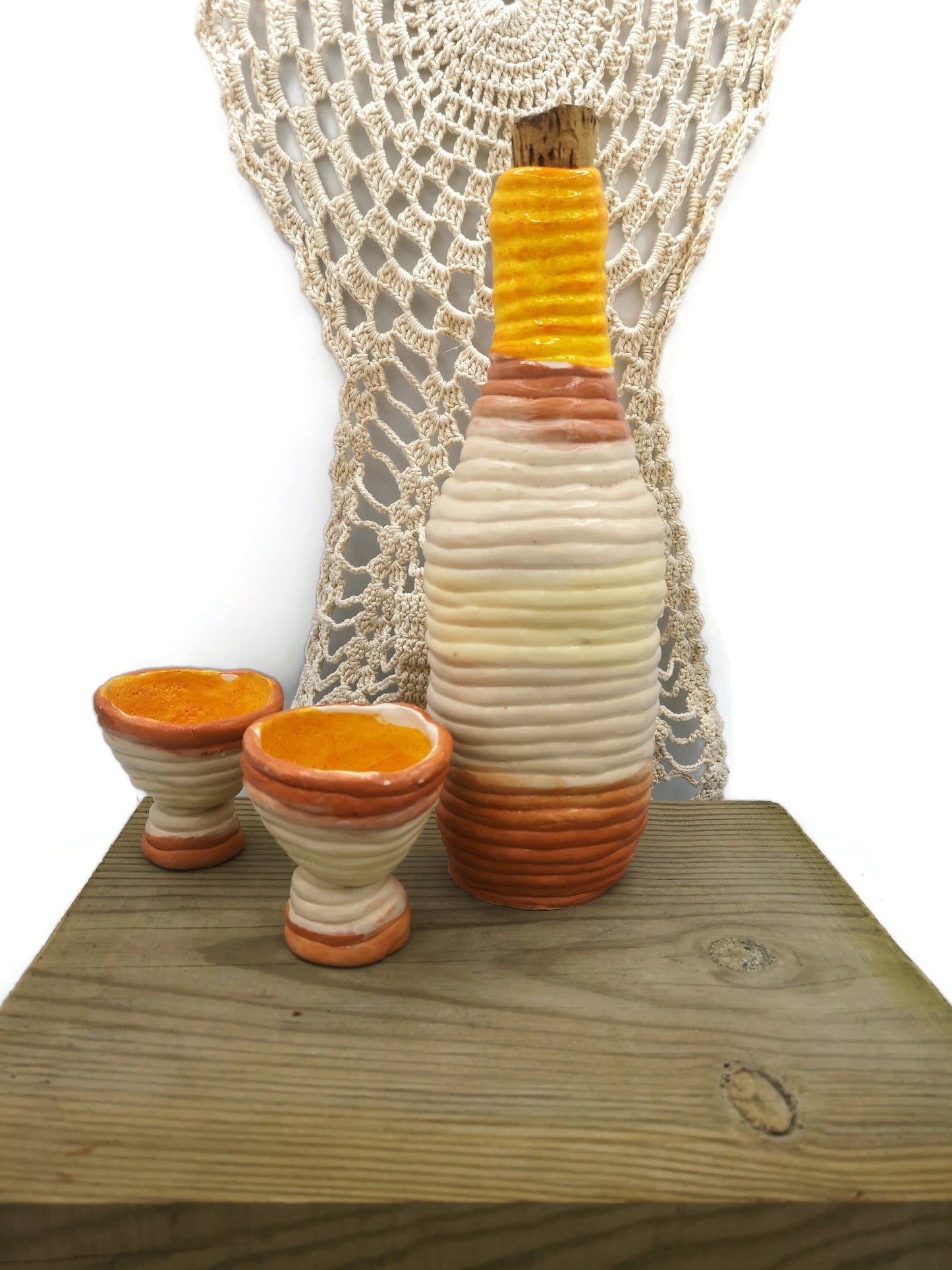 Decorative Shot Glasses And Bottle With Cork Stopper, Best Gifts For Him, Best Sellers Ceramic Vase Handmade Ceramic Jar Unique Wedding Gift - Ceramica Ana Rafael