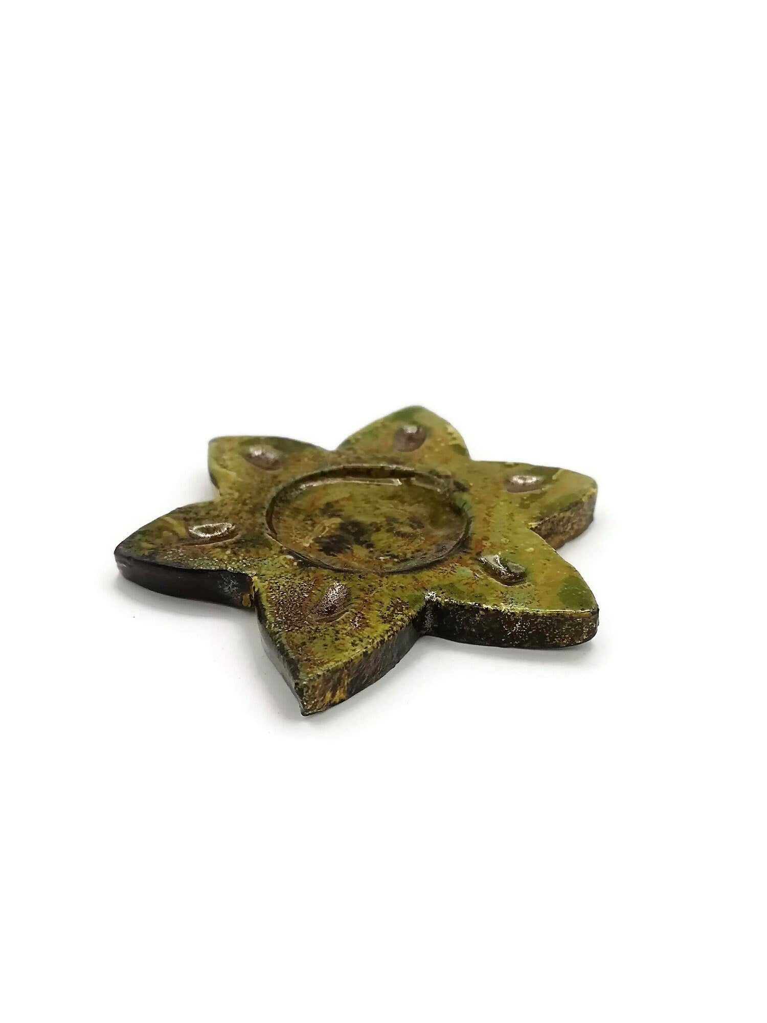 Handmade Ceramic Star Candle Holder For Home Decor, Office Desk Accessories For Her, Artisan Pottery Tealight Holder, Gift Idea For Women - Ceramica Ana Rafael