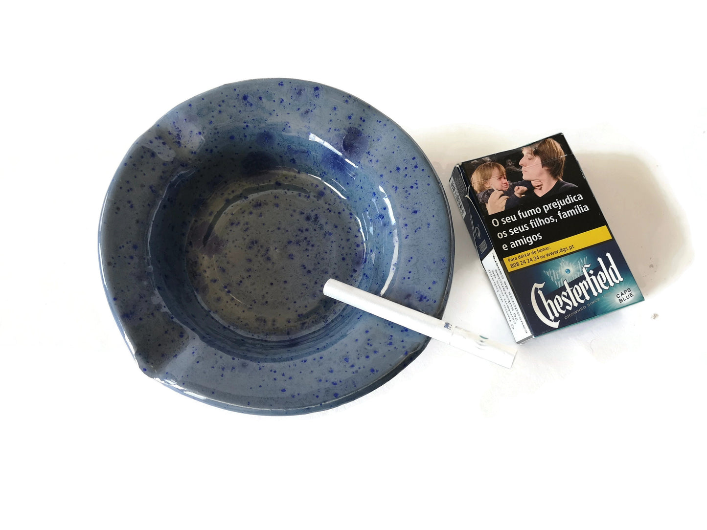 CERAMIC ASHTRAY, MODERN Ashtray, Handmade Dark Blue Pottery Cigar Ashtray - Ceramica Ana Rafael