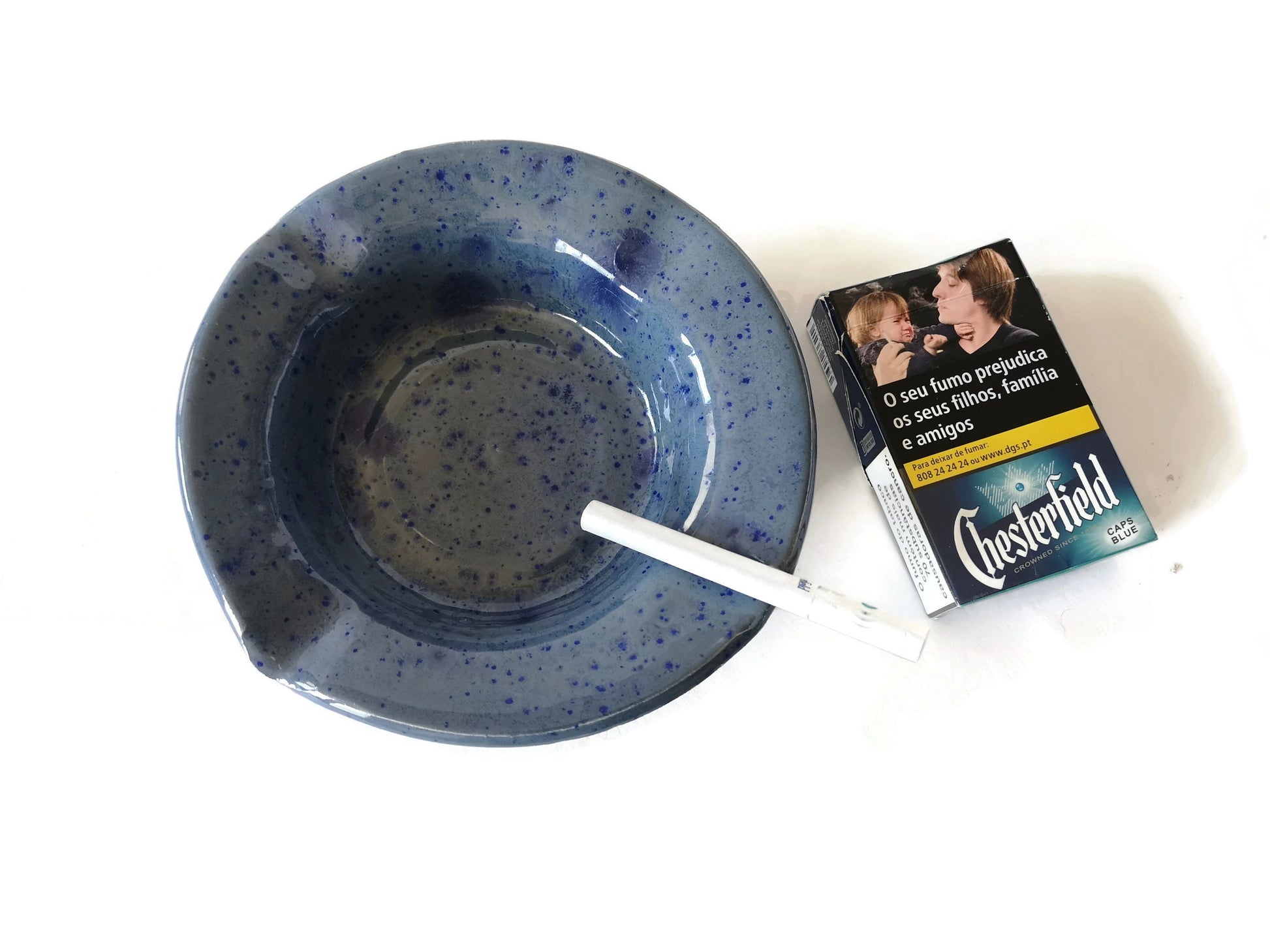 CERAMIC ASHTRAY, MODERN Ashtray, Handmade Dark Blue Pottery Cigar Ashtray - Ceramica Ana Rafael