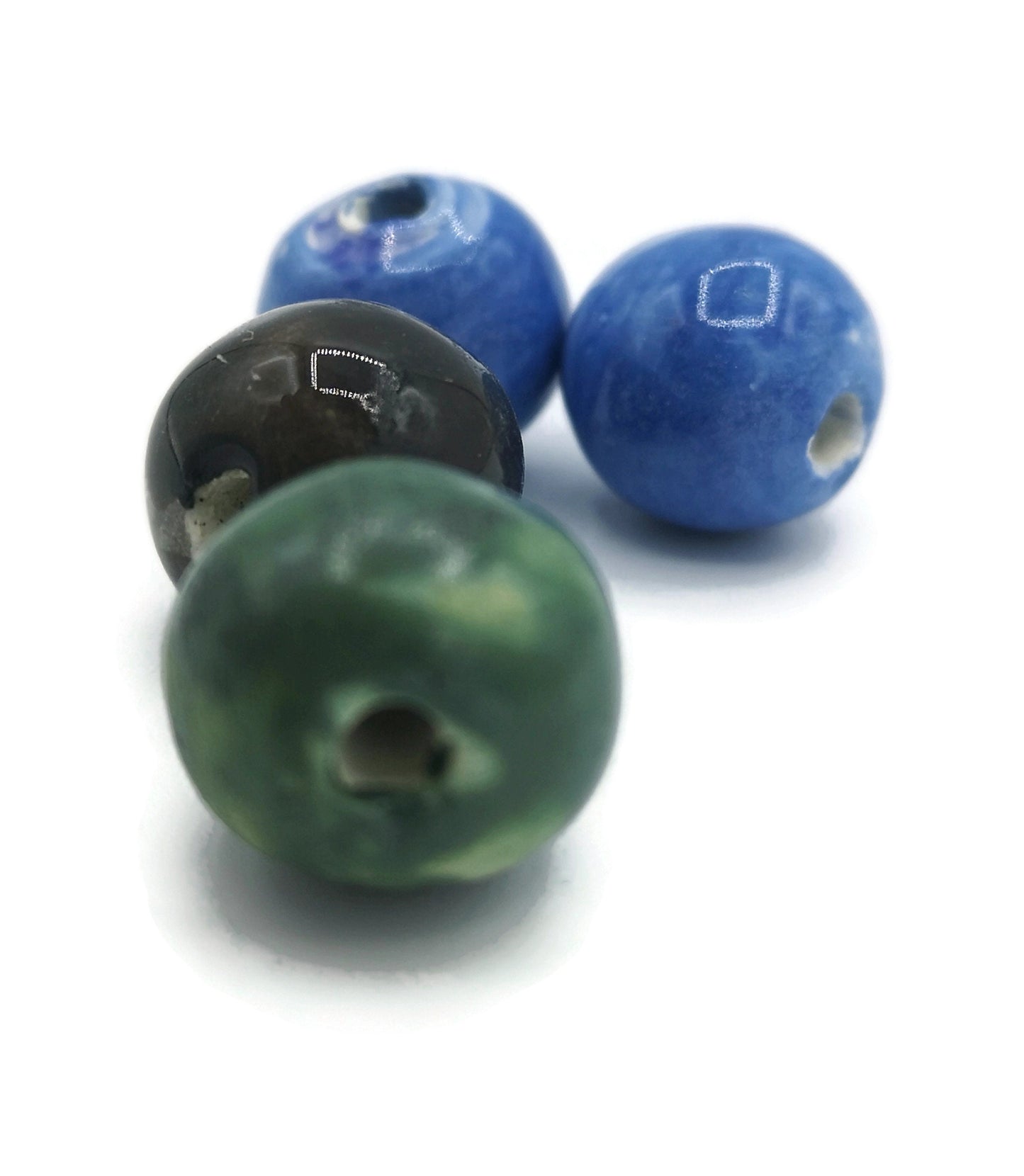 4Pcs 15mm Large Handmade Ceramic Beads For Jewelry making, Unique Bubblegum Beads, Clay Craft Beads Decorative, Mixed Round Colorful Beads - Ceramica Ana Rafael