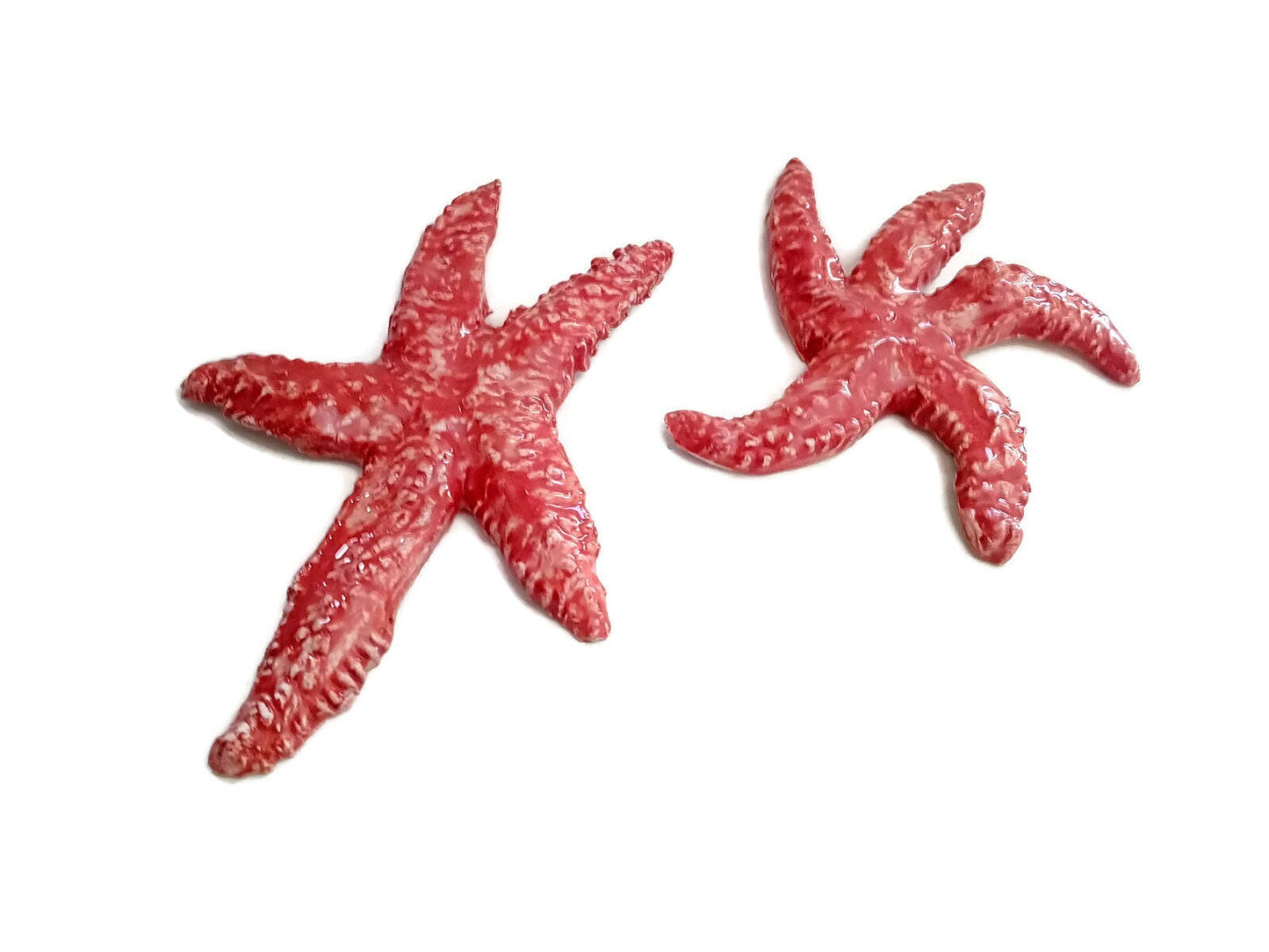 STARFISH ORNAMENT, CERAMIC Wall Hanging, Sea Star Tile, Set Of 2 Large Mediterranean Beach Ornaments - Ceramica Ana Rafael
