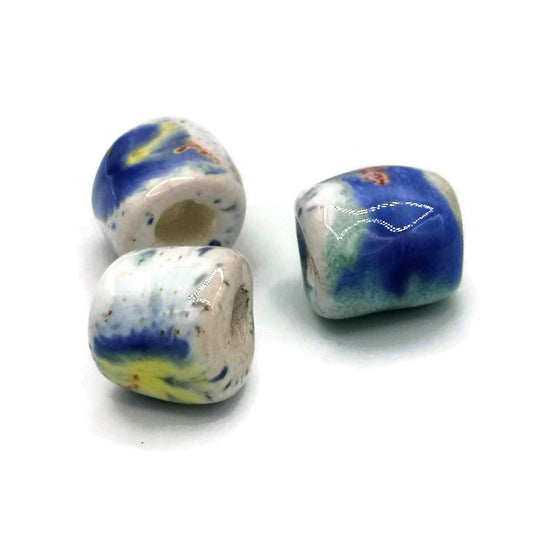 1Pc Ceramic Macrame Beads With Large Hole For Jewelry Making, Clay Tube Beads for Bracelets, dreadlock beads braid accessories - Ceramica Ana Rafael