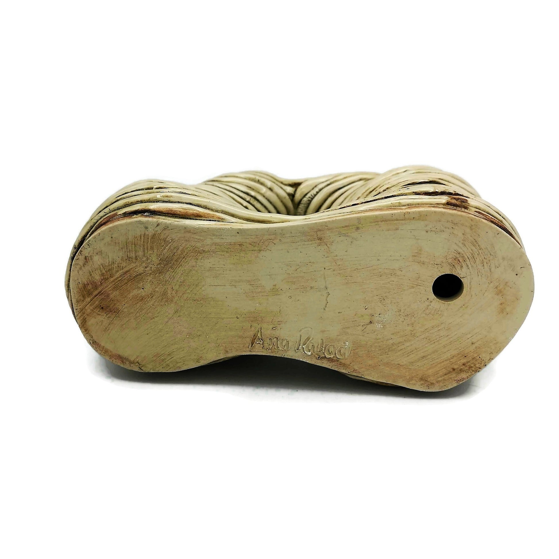 Modern Ceramic Sculpture Hollow Shaped Handmade Contemporary Art, Textured Table Sculpture, Large Floor Vase, Custom Wedding Gift For Couple - Ceramica Ana Rafael
