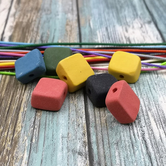 6Pc 15mm Ceramic Beads For Jewelry Making, Matte Assorted Beads For Bracelet, Clay Beads For Crafts, Handmade Macrame Beads Large Hole 2mm - Ceramica Ana Rafael