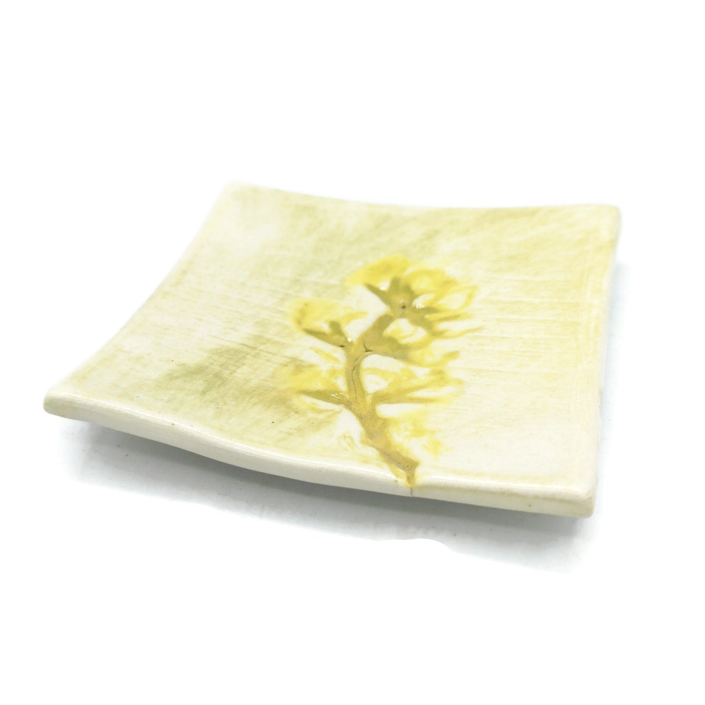 2Pc Handmade Ceramic Decorative Plate, Clay Trinket Dish, Small Square Shape Unique Ring Holder Dish, Mom Birthday Gift From Daughter - Ceramica Ana Rafael