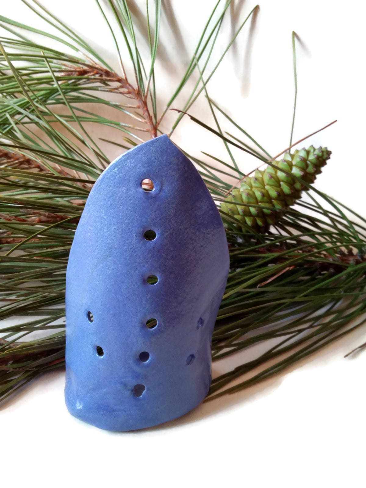 Blue Handmade Ceramic Votive Candle Holder, Candle Stand, Pottery Office Desk Accessories For Women, Best Friend Gift, Mom Birthday Gift - Ceramica Ana Rafael