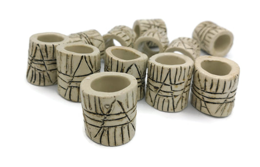 1Pc Macrame Beads Large Hole, Handmade Ceramic Tube Beads, Rustic Dread Beads for Men, Best Sellers Oversized Beads Trending Now - Ceramica Ana Rafael