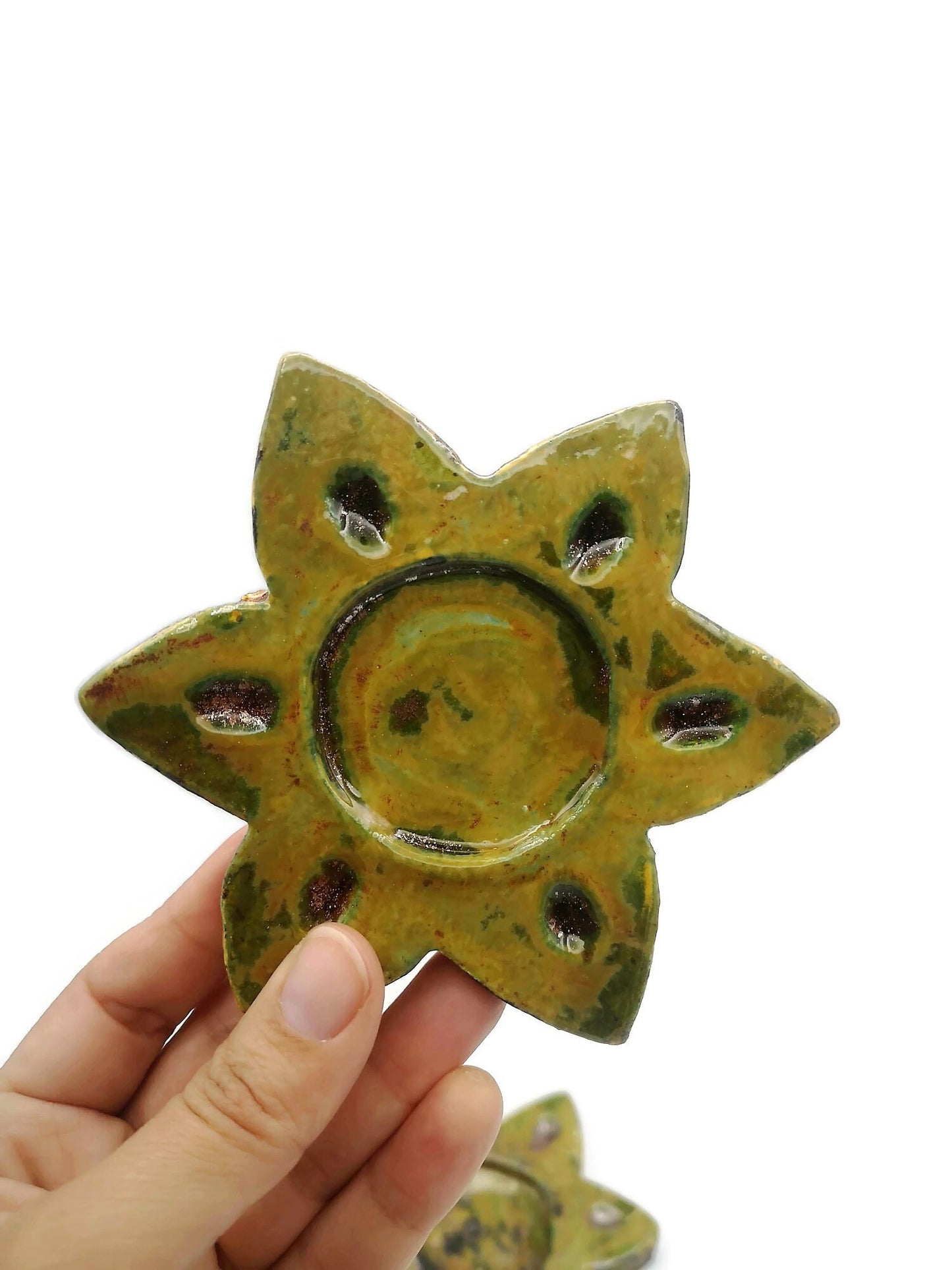 Handmade Ceramic Star Candle Holder For Home Decor, Office Desk Accessories For Her, Artisan Pottery Tealight Holder, Gift Idea For Women - Ceramica Ana Rafael