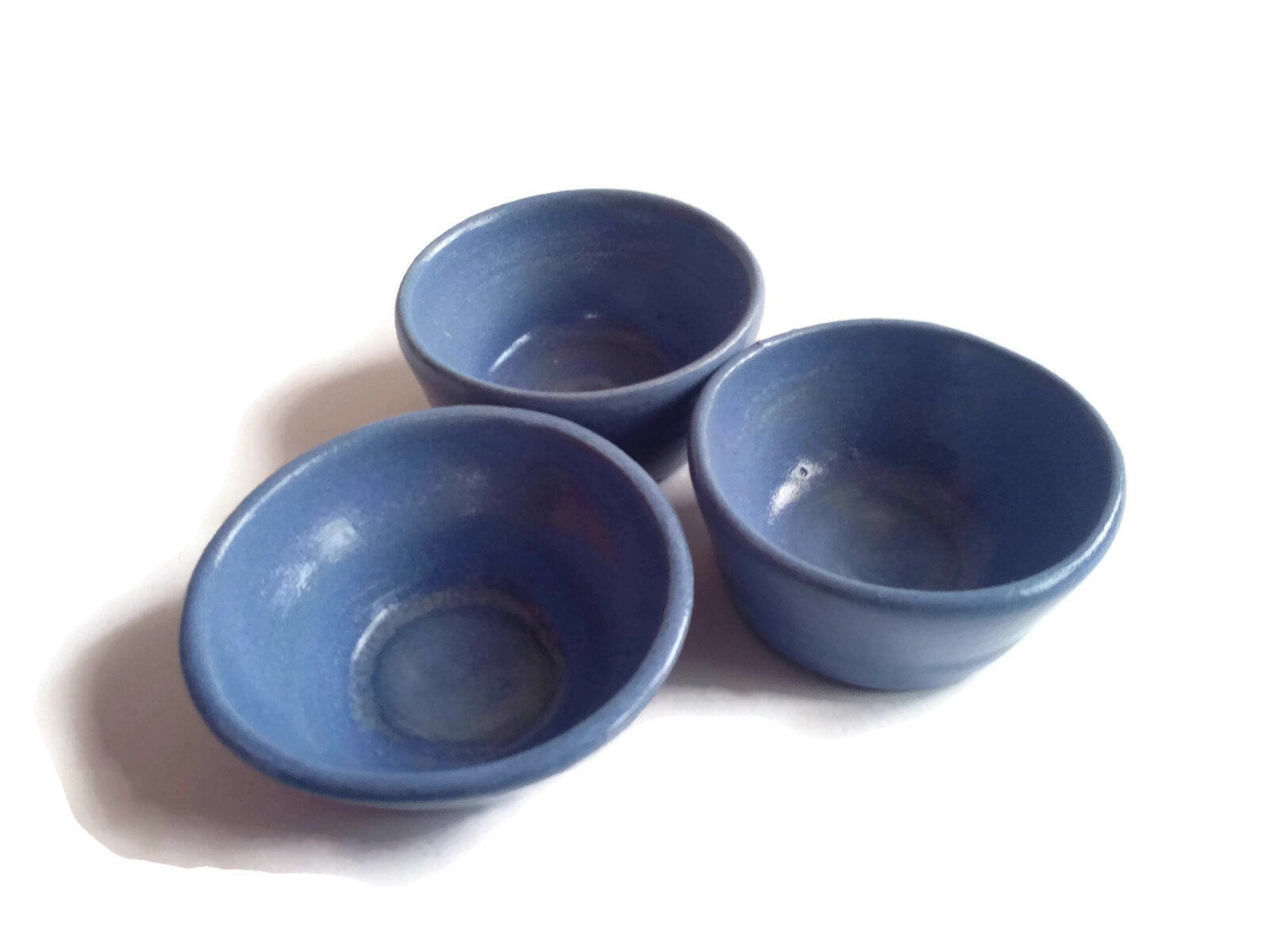3Pc Blue Handmade Ceramic Bowl Set, Soy Sauce Bowl, Unique Small Sauce Bowls To Serve Small Things, Decorative Bowl Gift For Mom - Ceramica Ana Rafael