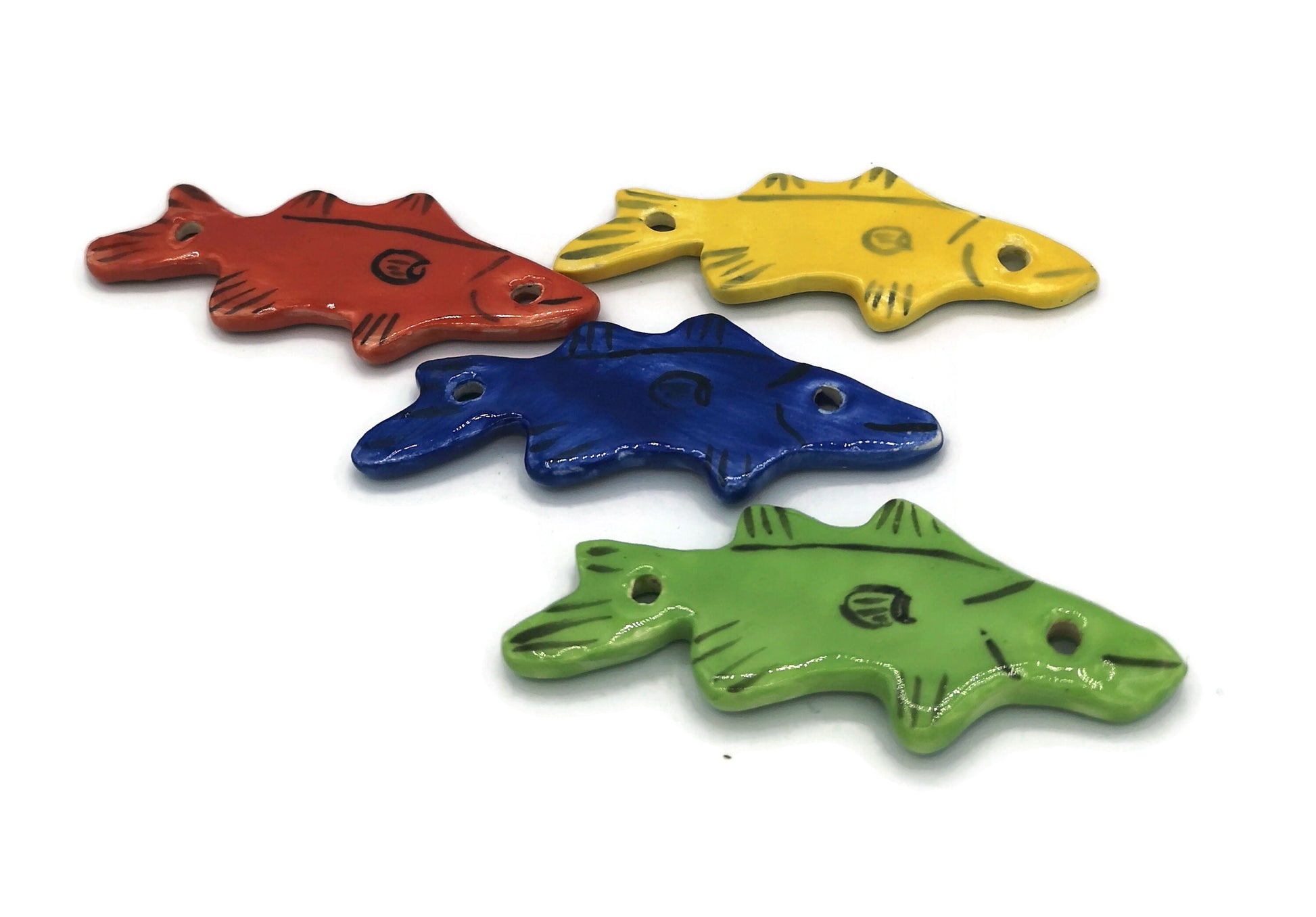 Unique Jewelry Clay Charms For Jewelry Making, olorful Fish Pendant, Handmade Ceramics Pendant Necklace Best Sellers Jewelry Connector - Ceramica Ana Rafael