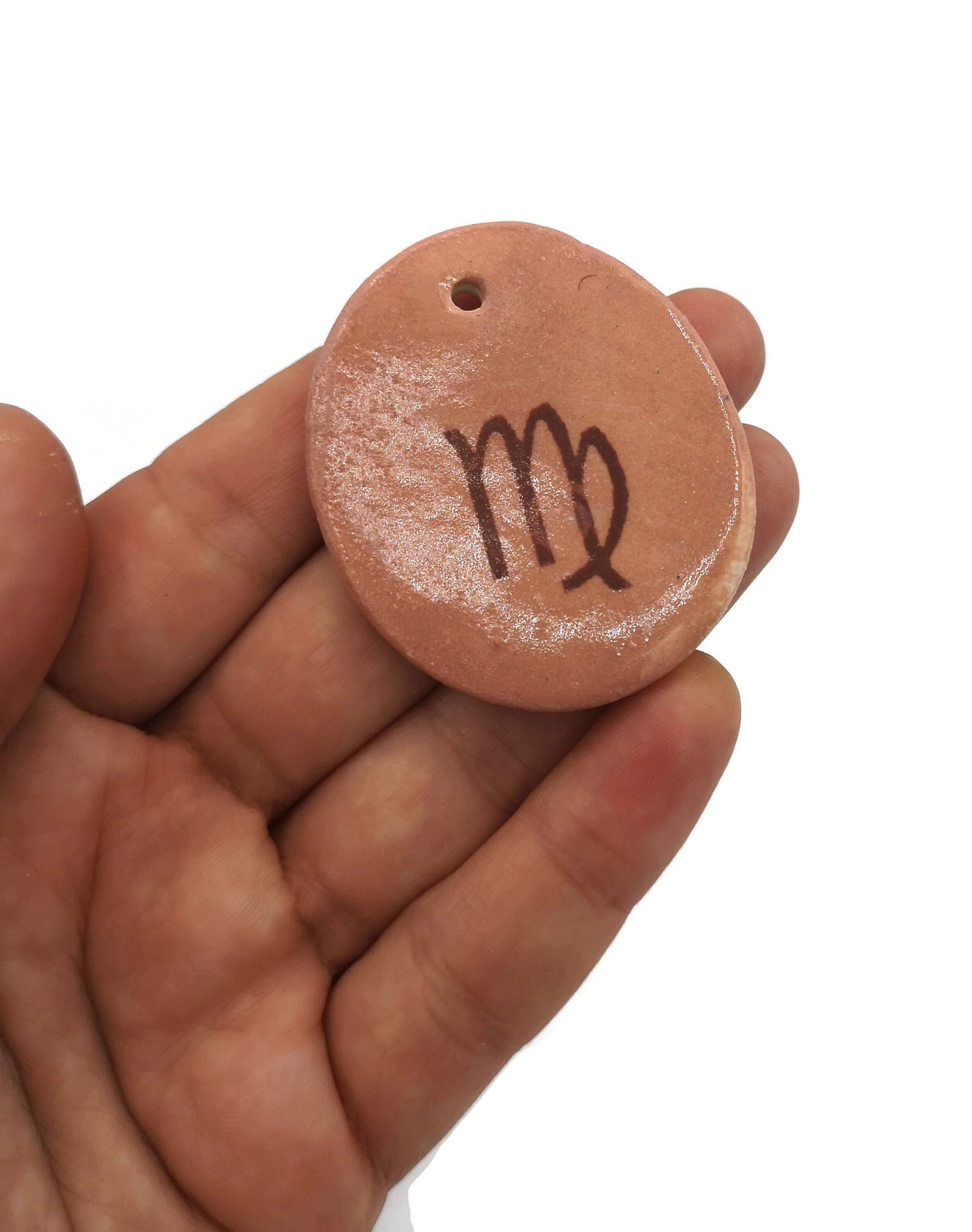 virgo pendant for necklace, large zodiac pendant, ceramic pendant for jewelry making supplies, DIY gift for mom, oval pendant no chain, best - Ceramica Ana Rafael