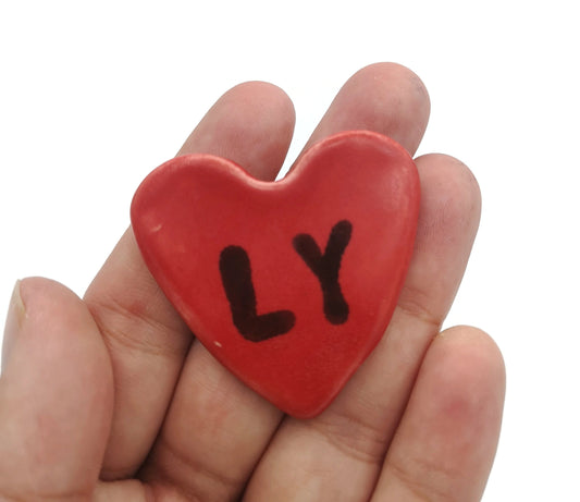 Handmade cEramic Red Heart Brooch For Women, Love You Valentines Day Gift For Her, Cute Brooches For Girlfriend, Ceramic Clothing Heart Pin - Ceramica Ana Rafael
