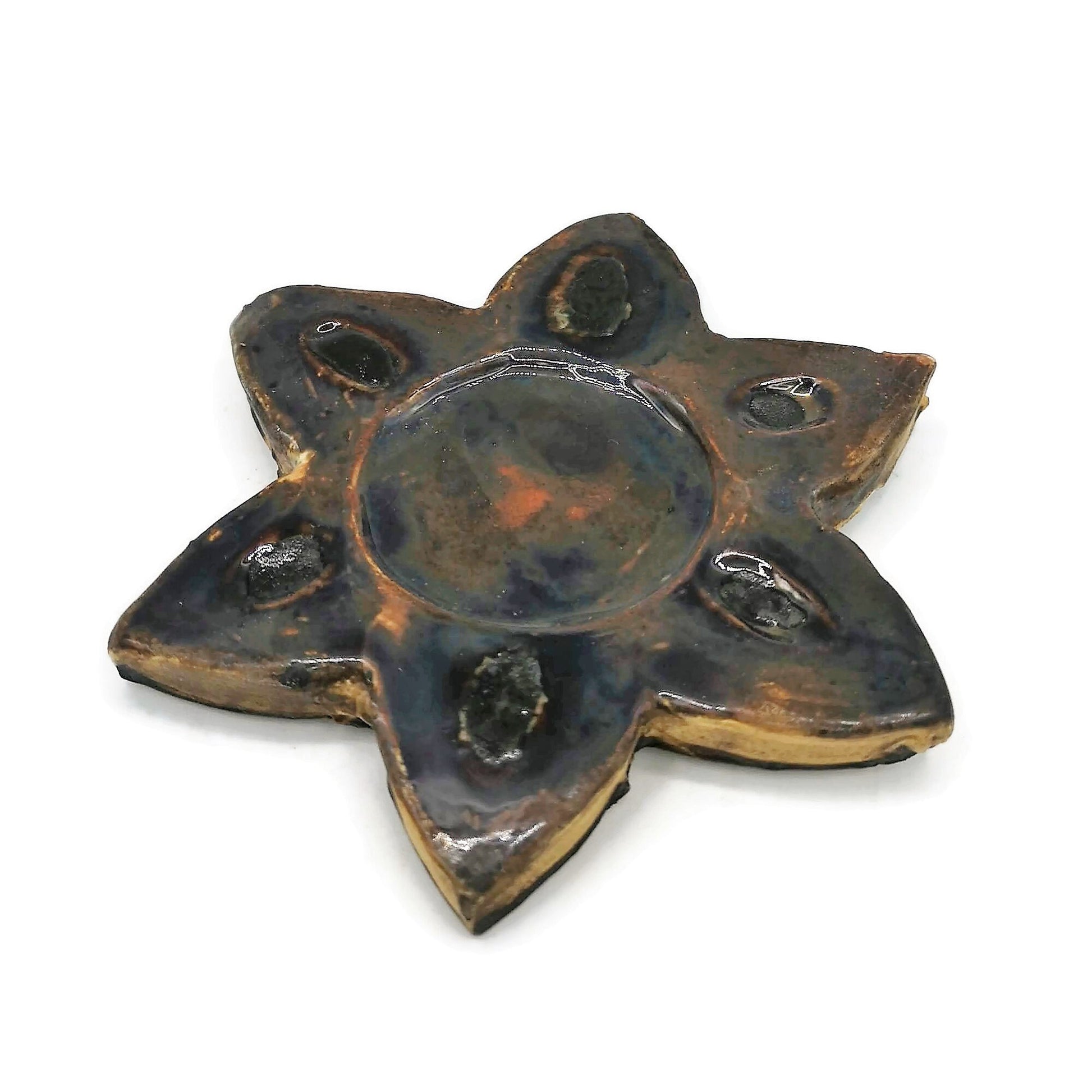 Handmade Ceramic Star Candle Holder For Home Decor, Office Desk Accessories For Her, Artisan Pottery Tealight Holder, Gift Idea For Women - Ceramica Ana Rafael