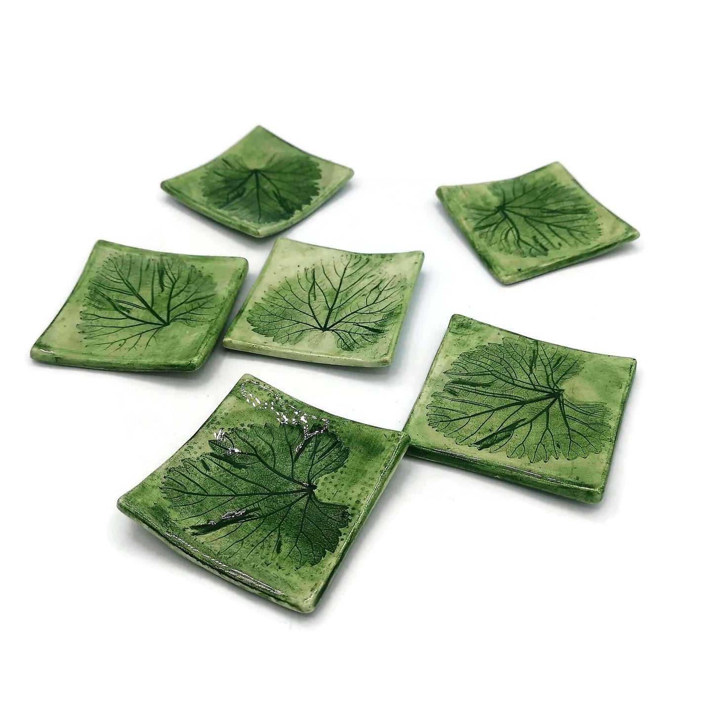 Ceramic candle holder, tealight holder, clay trinket dish, jewelry dish, square tea bag holder, small unique wedding favors - Ceramica Ana Rafael