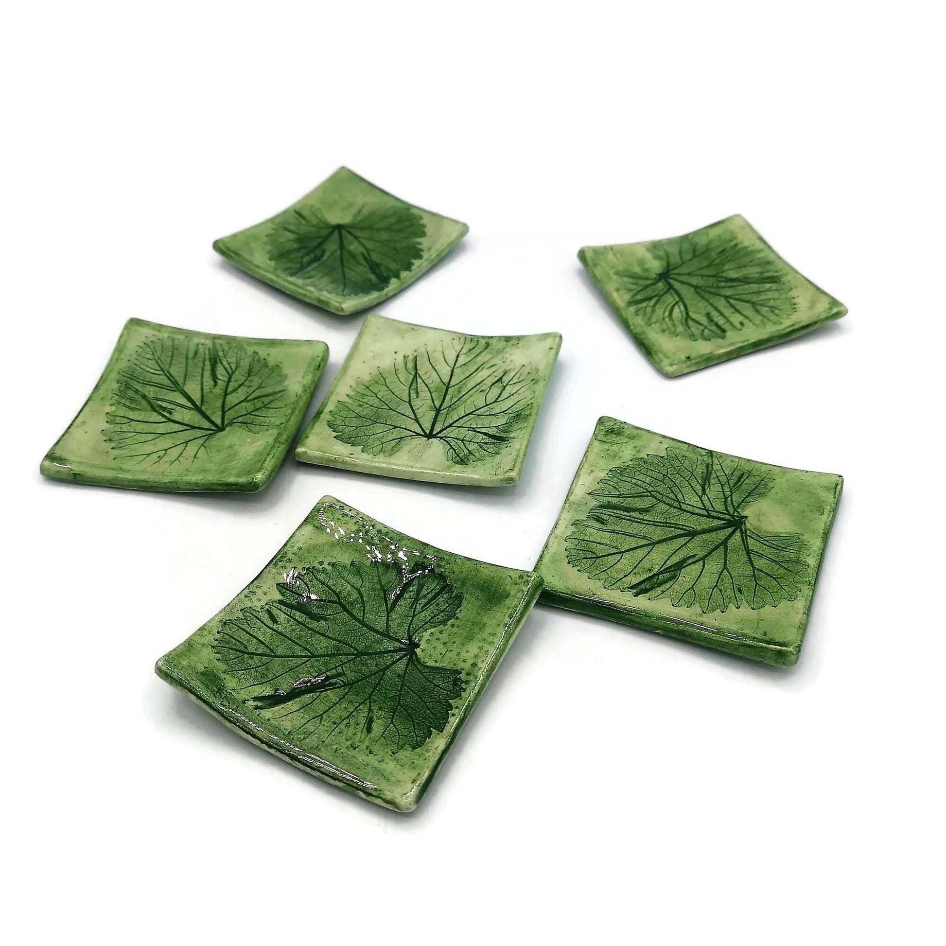 Ceramic candle holder, tealight holder, clay trinket dish, jewelry dish, square tea bag holder, small unique wedding favors - Ceramica Ana Rafael