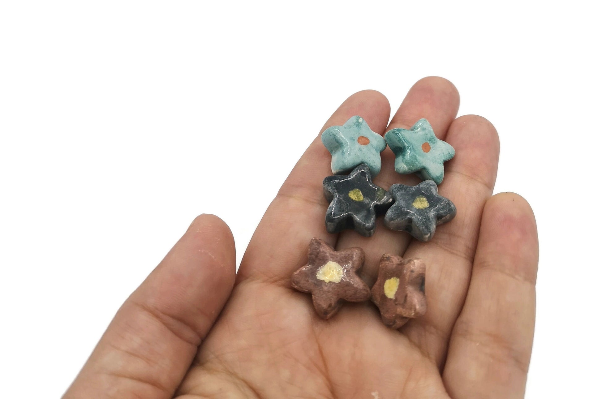 CUTE CABOCHONS, CERAMIC Jewelry, Assorted Cabochons, Set of 6 20mm Flatback Decorative No Hole Beads, Unique Gift For Mom - Ceramica Ana Rafael