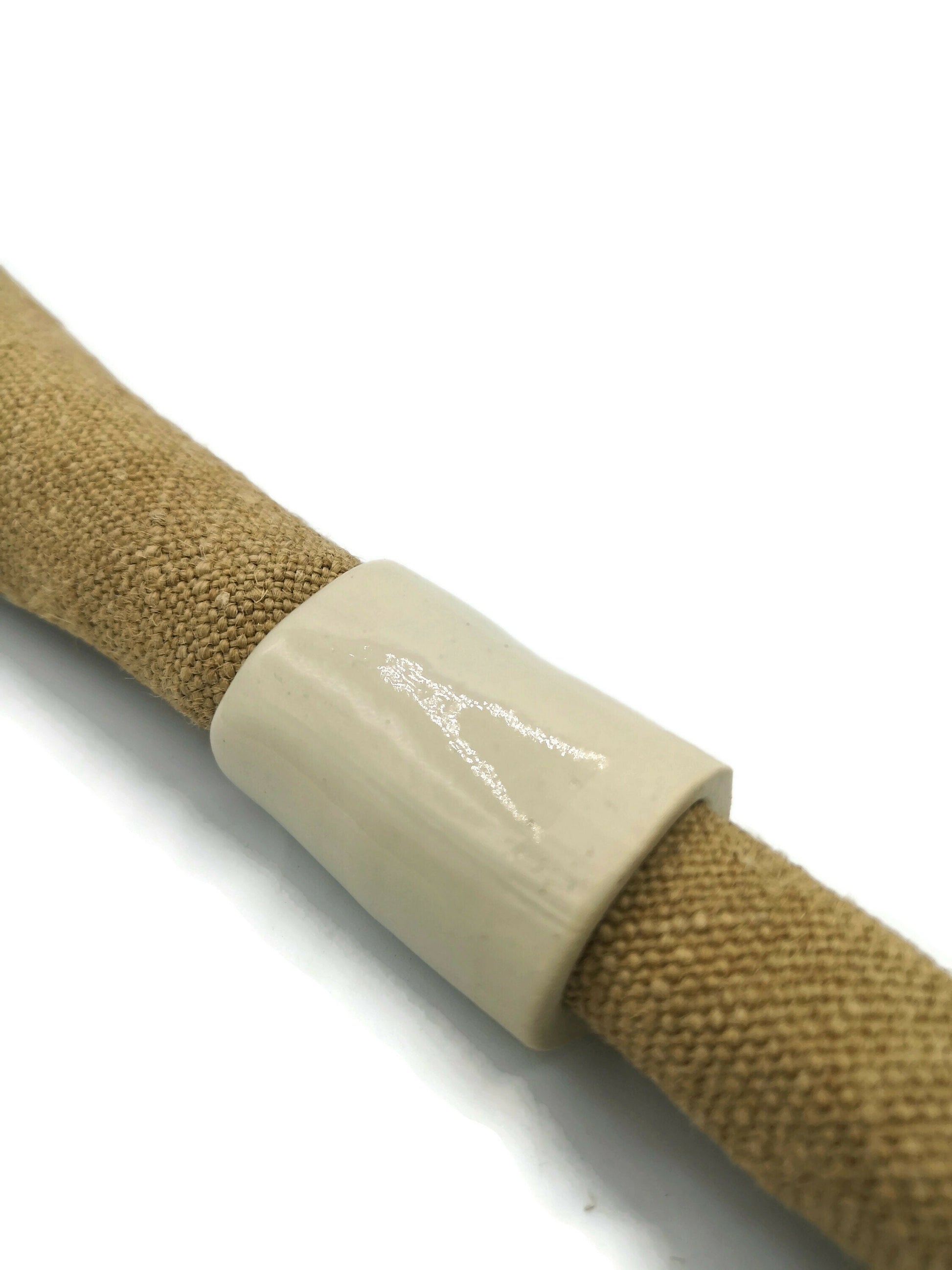 Beige Stoneware Handmade Napkin Rings Set Of 4 Napkin Holder, Host Gift, Best Housewarming Gift First Home For Women, Artisan Ceramic Tubes - Ceramica Ana Rafael