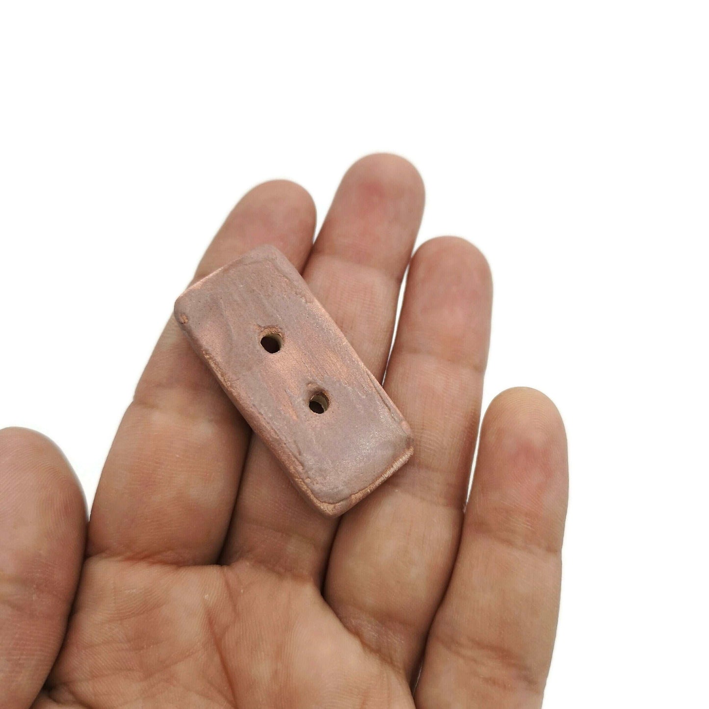 1Pc 40mm Pink Handmade Ceramic Large Sewing Buttons For Crafts, Rectangle Backpack Buttons, Unique Coat Buttons Cute