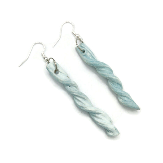 Handmade Ceramic Long Earrings Turquoise Blue With Sterling Silver Ear Wire, Boho Drop Earrings, 9th Anniversary Gift For Wife - Ceramica Ana Rafael