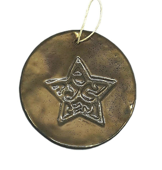 1Pc Large Handmade Ceramic Star Wall Hanging, Golden Christmas Tree Ornament, Holliday Home Decor, Secret Sister Gifts