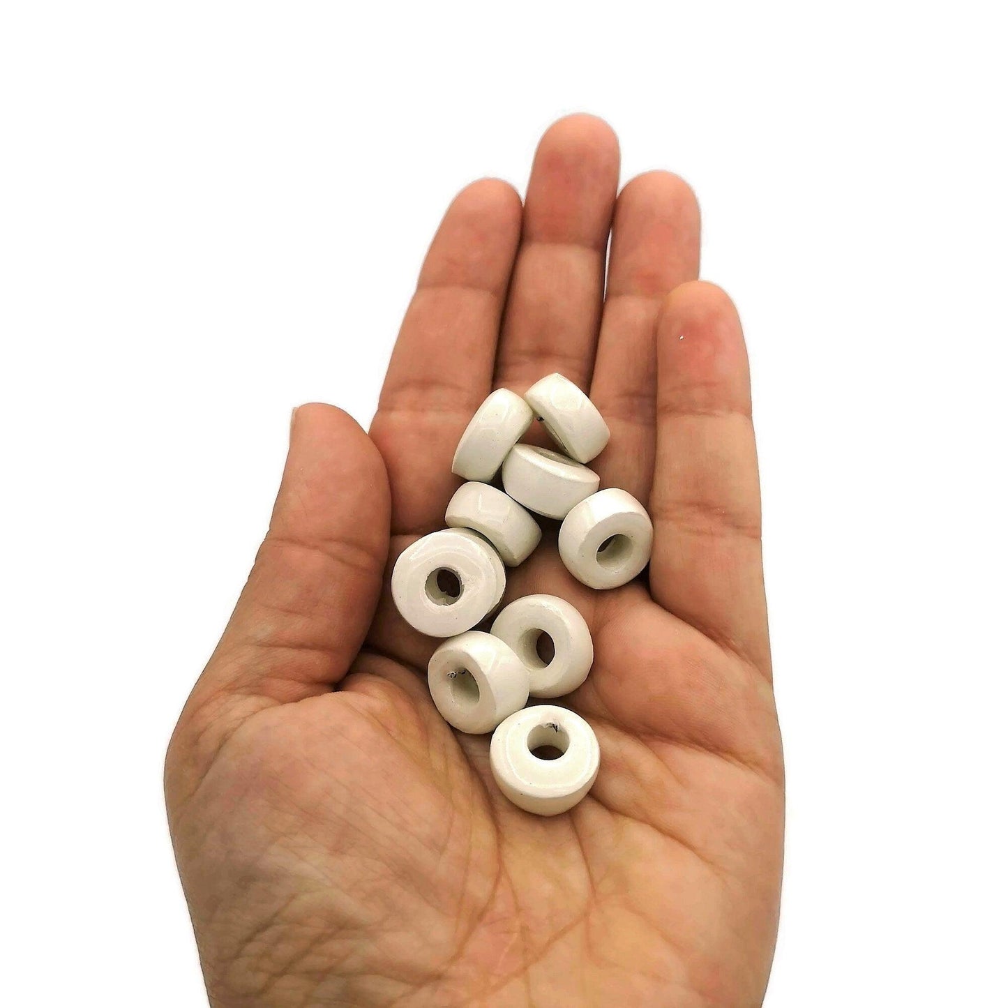 10Pc Ceramic Macrame Beads With Large Hole For Jewelry Making, Coral Pink Clay Tube Beads for Bracelets, Dreadlock Beads Braid Accessories - Ceramica Ana Rafael