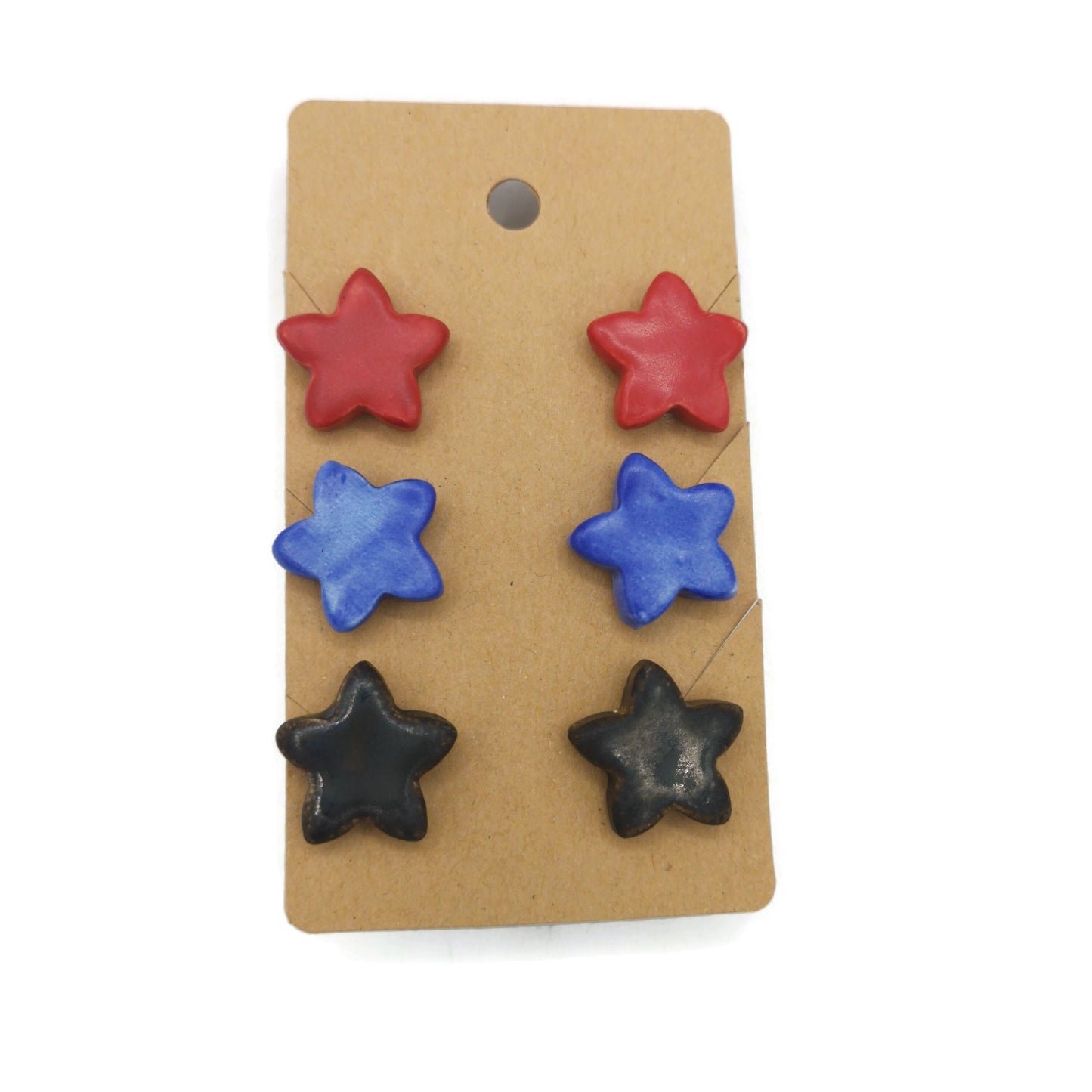 Set of 3 Star Stud Earrings For Women, Novelty Earrings, Best Gits For Her, Quirky Statement Jewelry, Cute Mom Birthday Gift From Daughter - Ceramica Ana Rafael