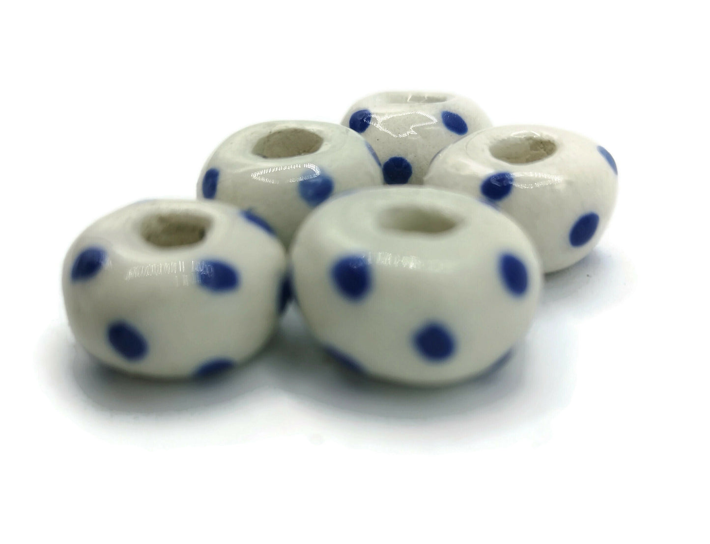 5Pc Large Hole Ceramic Beads, Handmade Macrame Beads for Jewelry Making, Clay Beads, Beard Beads for Hair Braids, Pony Beads, Best Sellers - Ceramica Ana Rafael