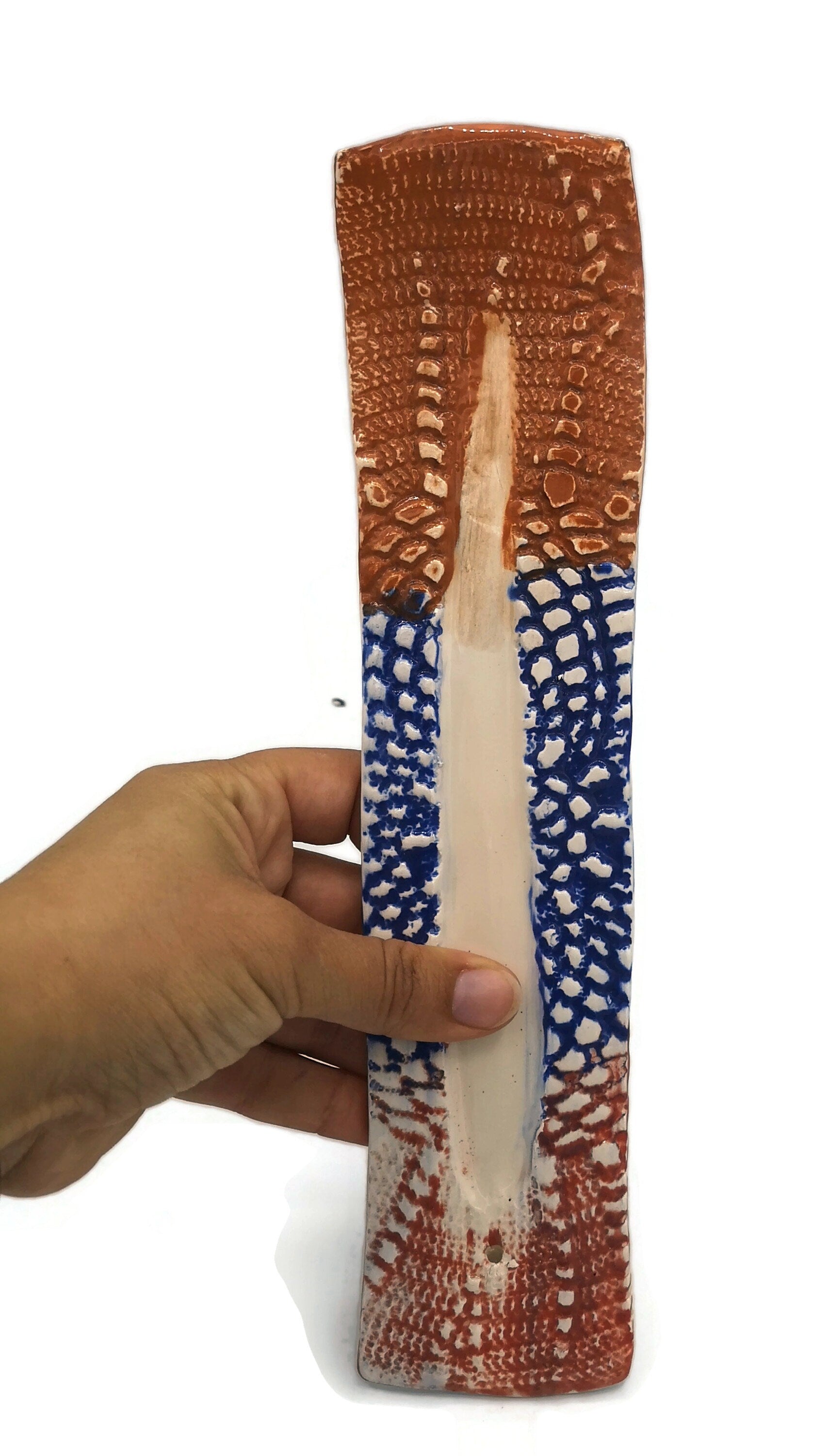 Handmade Ceramic Incense Stick Holder Unique, Contemporary Hand-Painted Pottery Incense Burner And Ash Tray Catcher, Birthday Gift Idea - Ceramica Ana Rafael