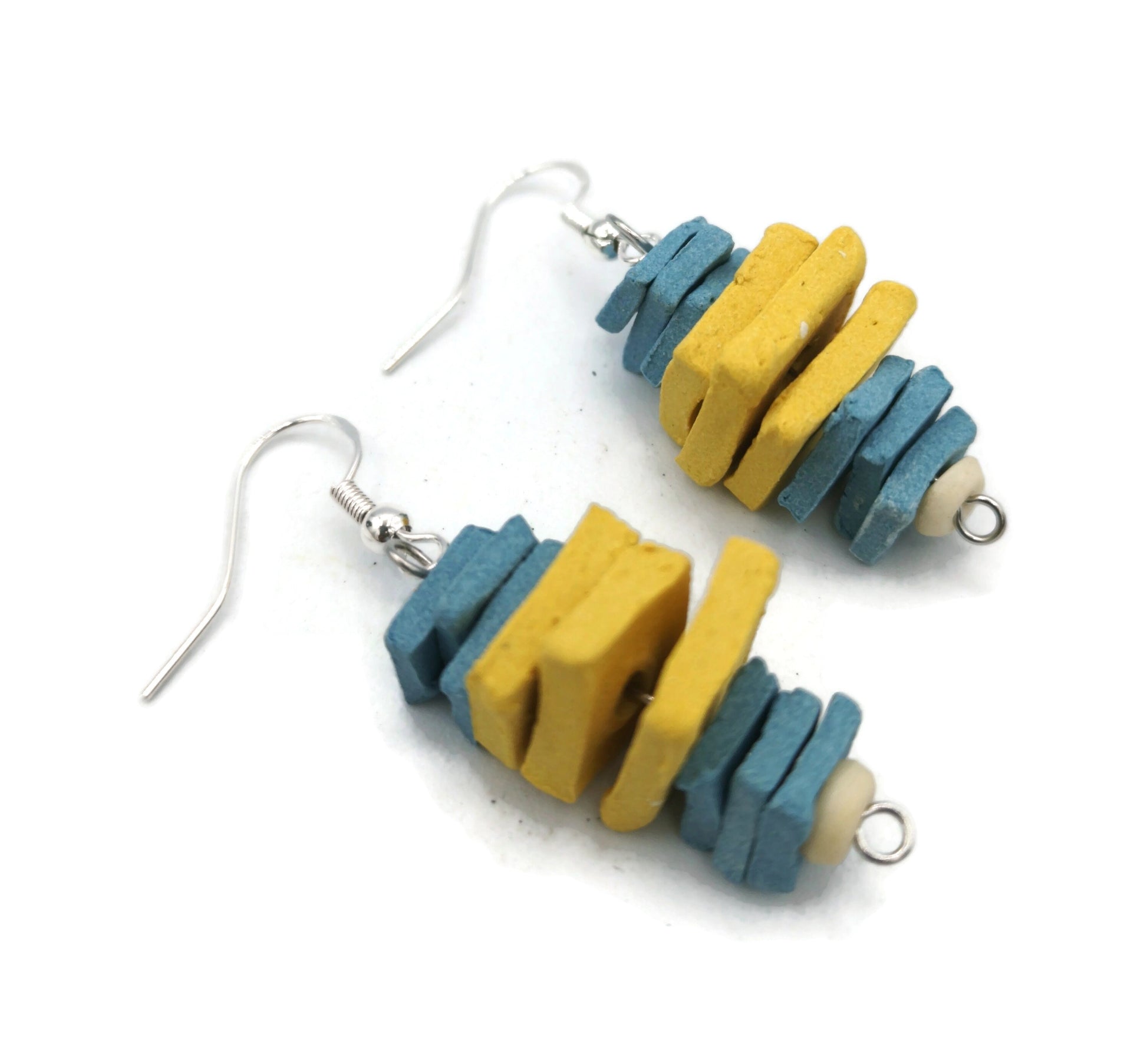 Aesthetic Sterling Silver Earrings Dangle For Women, Novelty Earrings 9th Anniversary Gift for Wife - Ceramica Ana Rafael