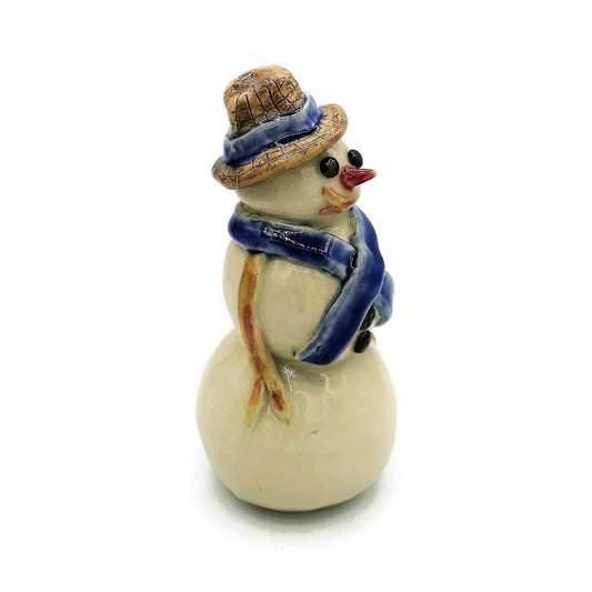Handmade Ceramic Snowman Christmas Figurines, Housewarming Gift First Home, Cute Snowman Shelf Sitter, Hand Painted Statues & Sculptures - Ceramica Ana Rafael
