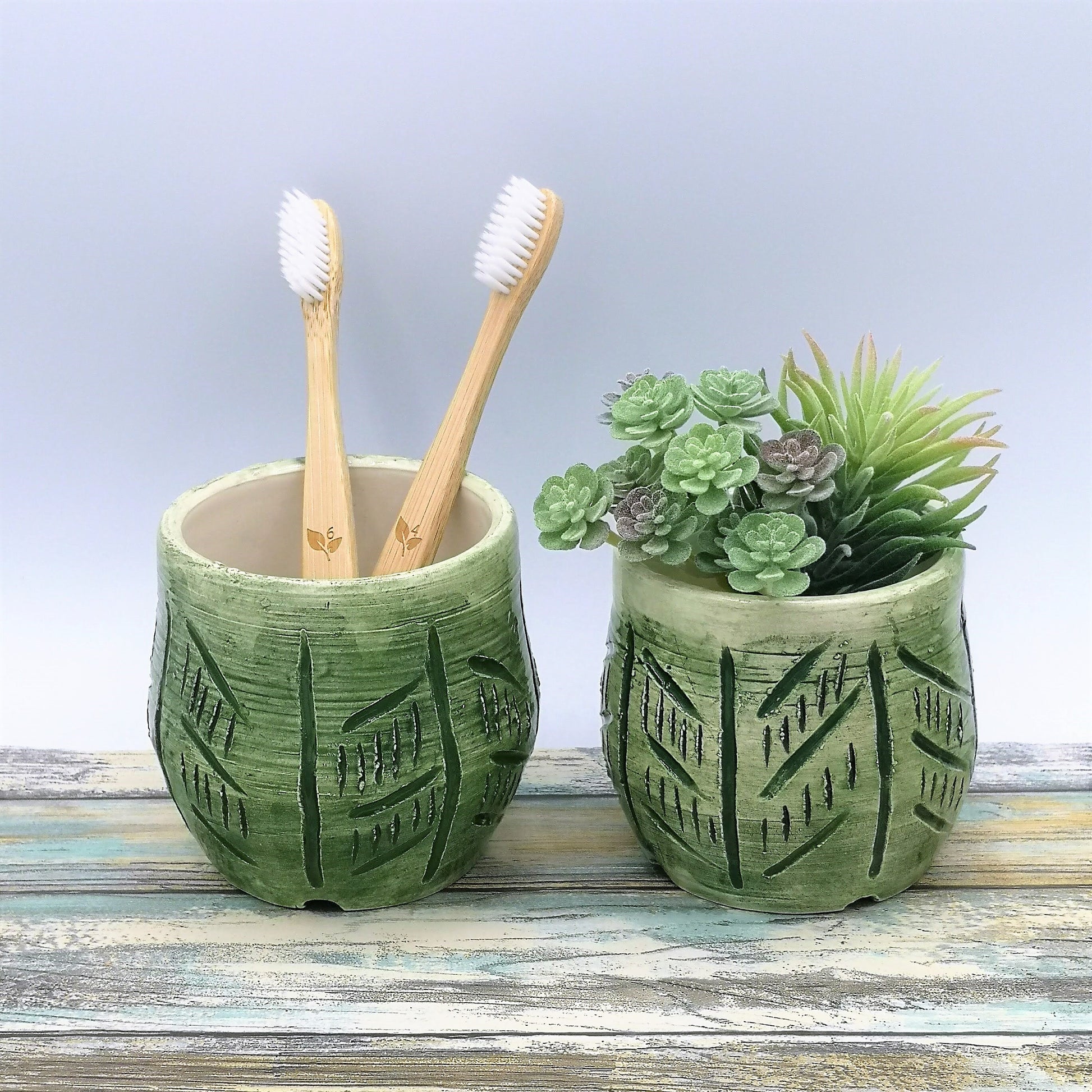 CERAMIC UTENSIL HOLDER For Kitchen Counter, Modern Organizers, Cache Pot Planter Ceramic Vase - Ceramica Ana Rafael
