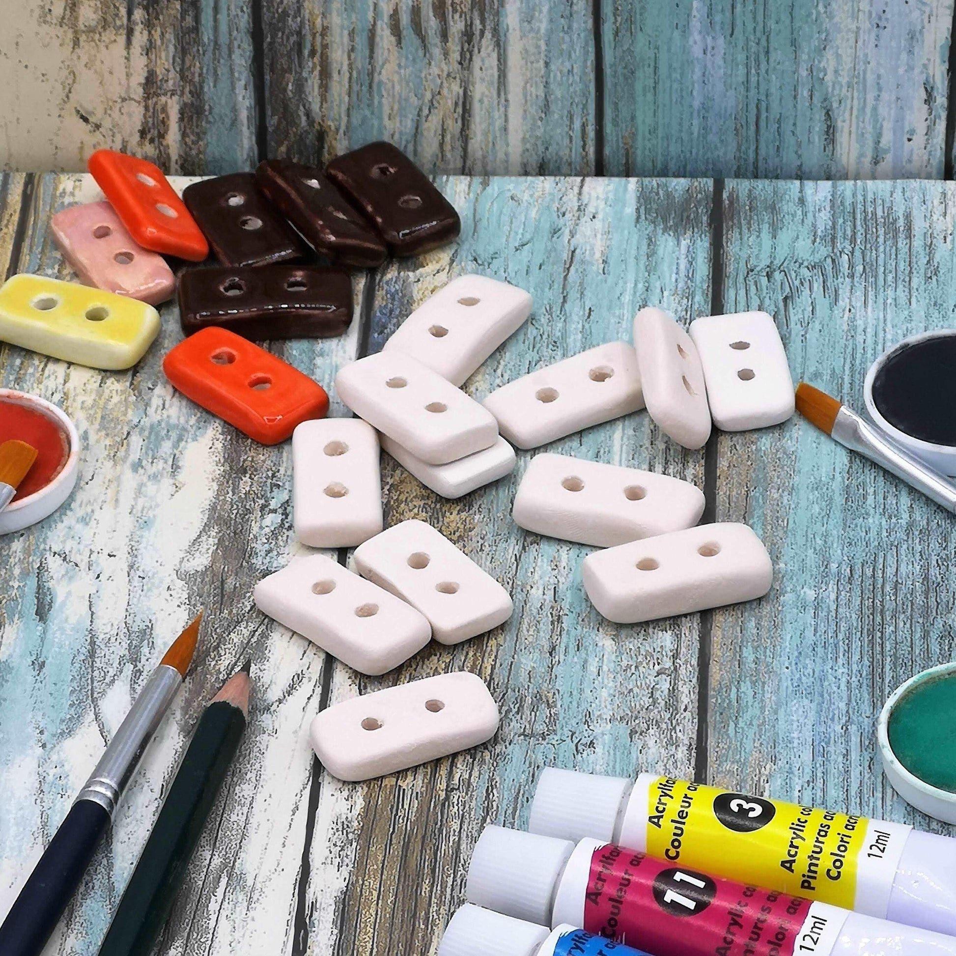 12Pc Handmade Ceramic Bisque Button lot Ready To Paint, Flatback Sewing Buttons For Coat, Unpainted Ceramics To Paint, Diy Craft Kit