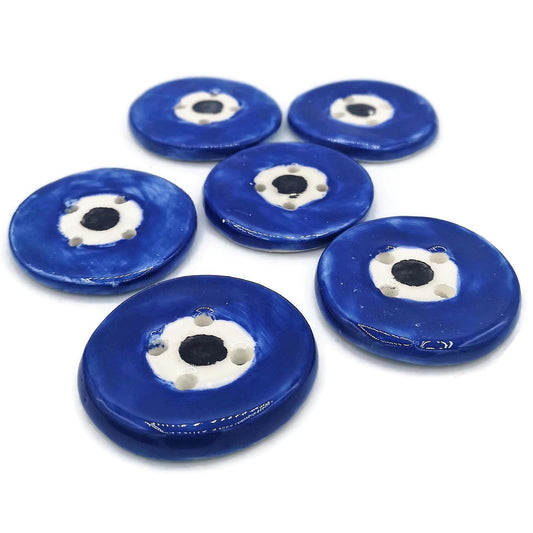 Evil Eye Buttons, 1 Pc Sewing Buttons Round Shape For Coat, Blouse & Crafts - Ceramica Ana Rafael