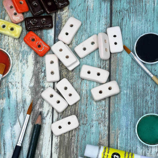 12Pc Handmade Ceramic Bisque Button lot Ready To Paint, Flatback Sewing Buttons For Coat, Unpainted Ceramics To Paint, Diy Craft Kit