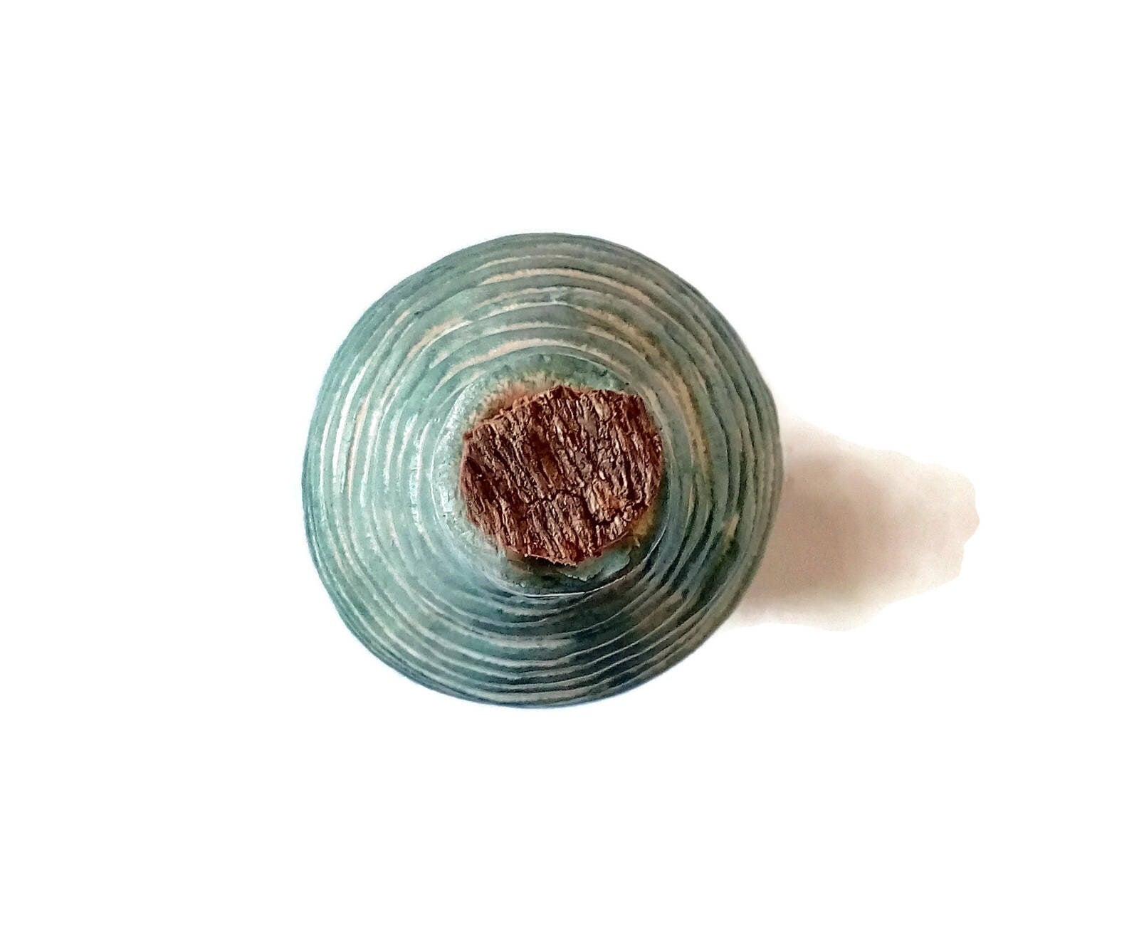 Handmade Ceramic Decorative Bottle With Cork Stopper, Housewarming Gift First Home, Green Irregular Shaped Vase Textured - Ceramica Ana Rafael