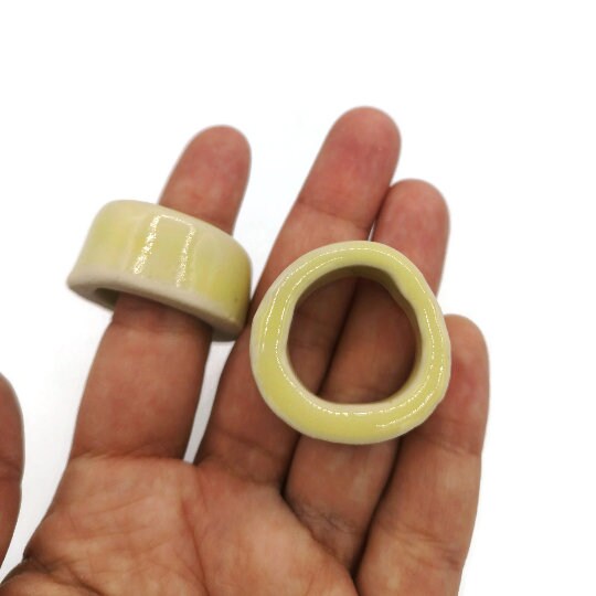 4Pc Large Hole Tube Beads, Macrame Ceramic Beads Decorative Big Dread Beads for Men - Ceramica Ana Rafael