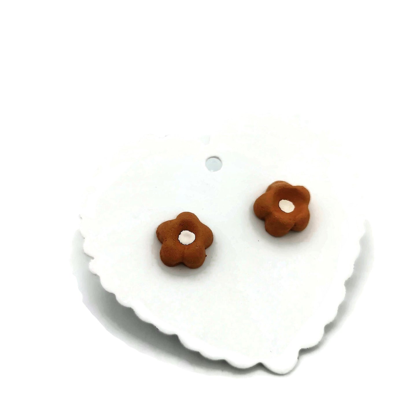 Ceramic Flower Stud Earrings For Women, Minimalist Novelty Cute Stud Earrings Dainty, Best Gifts For Her, Stocking Stuffers for Teens - Ceramica Ana Rafael