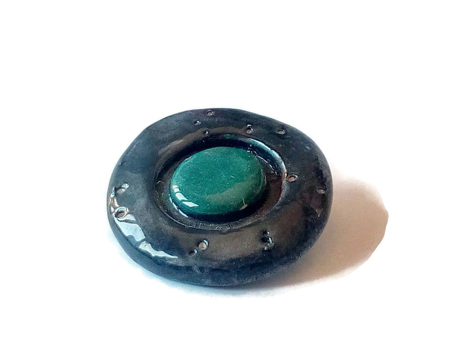 Small Handmade Round Shape Ceramic Jewelry For Women, Scarf Brooch Gift For Wife - Ceramica Ana Rafael