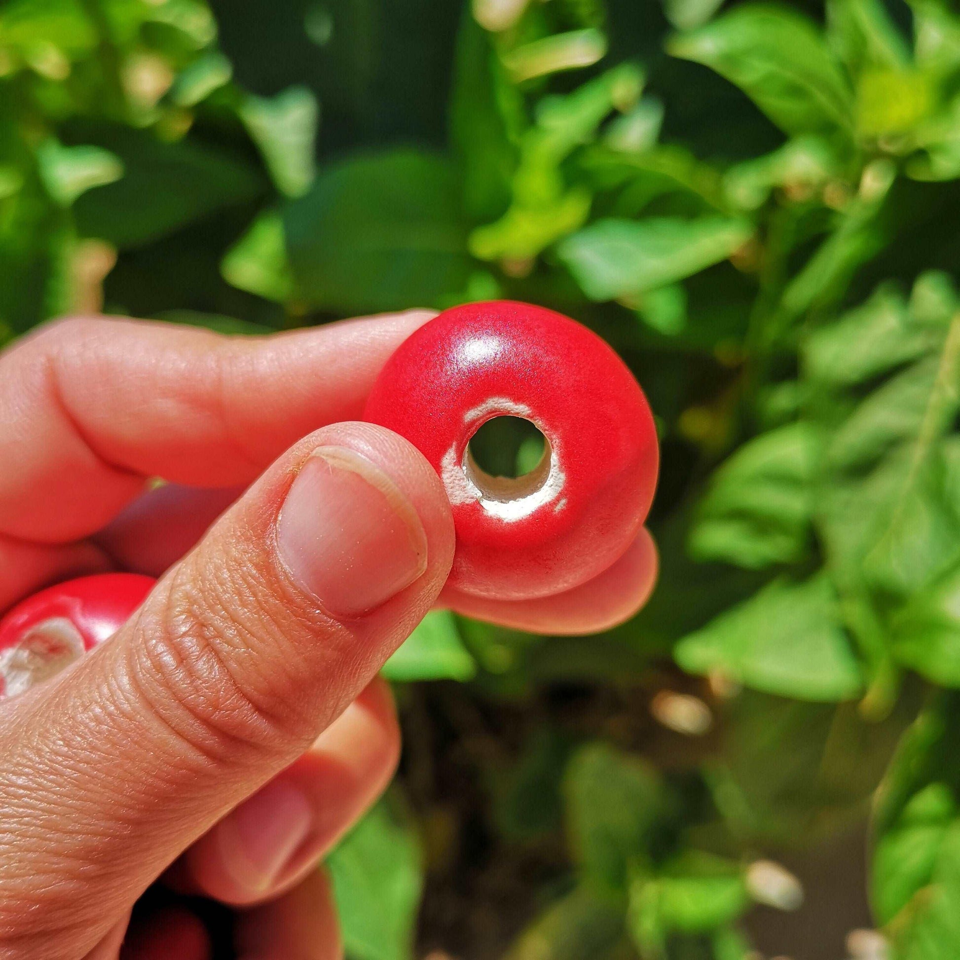 1Pc 20/25/30mm Matte Red Extra Large Handmade Ceramic Beads For Jewelry Making, Macrame Beads Large Hole 7mm, Jumbo Bubblegum Beads