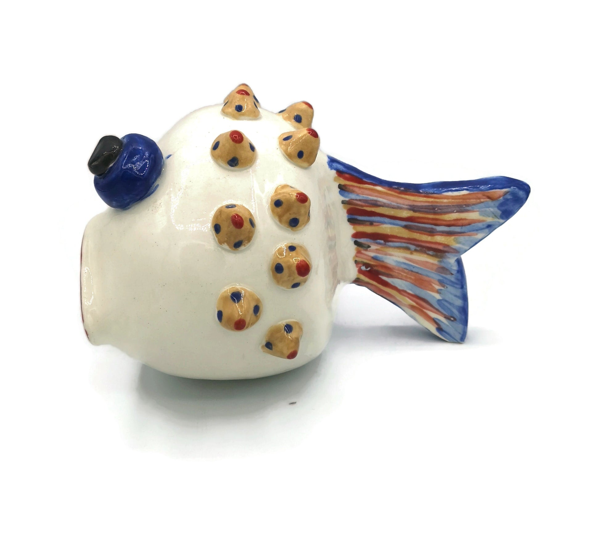 Handmade Ceramic Fish Sculpture Hand Painted, Coastal Pottery Animal Office Desk Accessories Best Gifts For Him, Best Sellers - Ceramica Ana Rafael