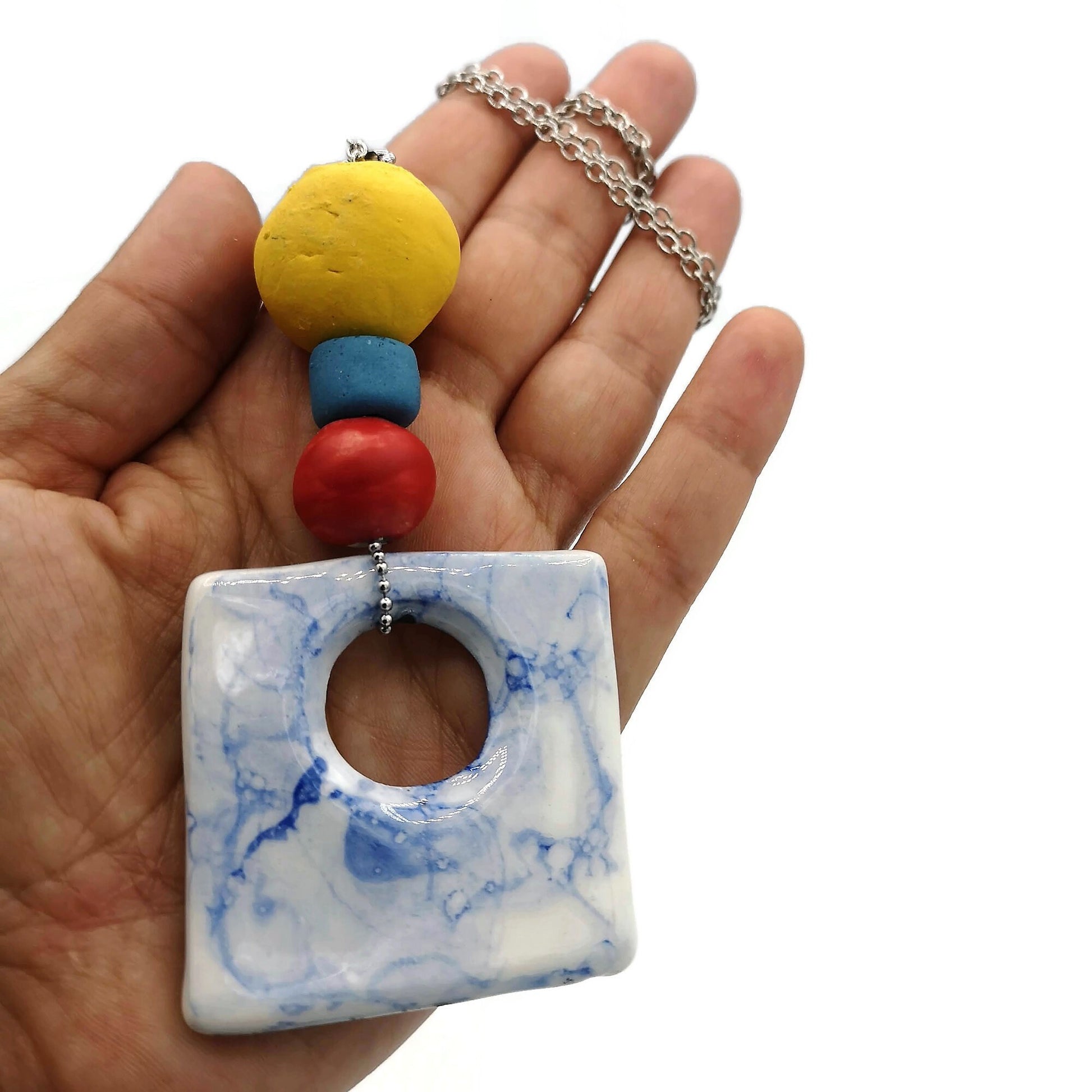 Statement Pendant Necklace For Women, Beaded Necklace Best Gifts For Her, Everyday Necklace Mom Birthday Gift Aestethic Boho Necklace - Ceramica Ana Rafael