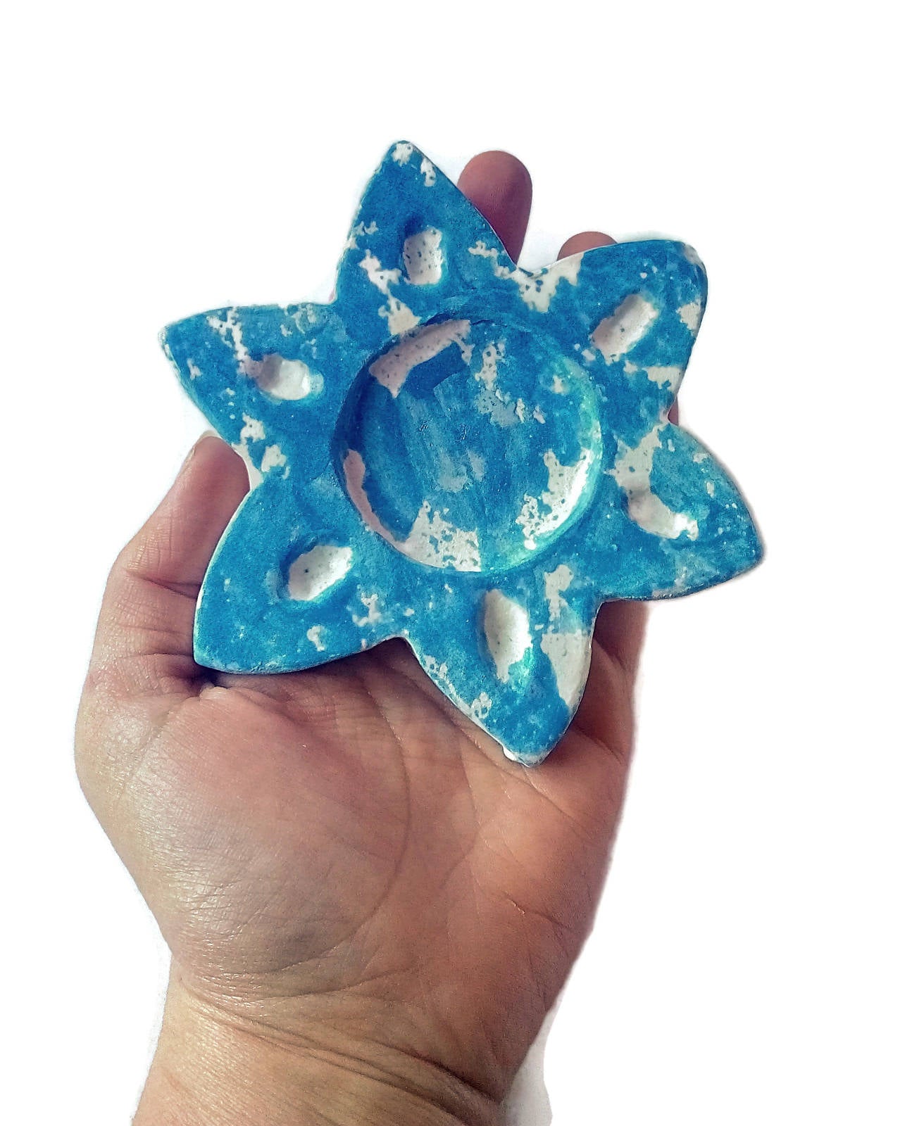 Handmade Ceramic Star Candle Holder For Home Decor, Office Desk Accessories For Her, Artisan Pottery Tealight Holder, Gift Idea For Women - Ceramica Ana Rafael