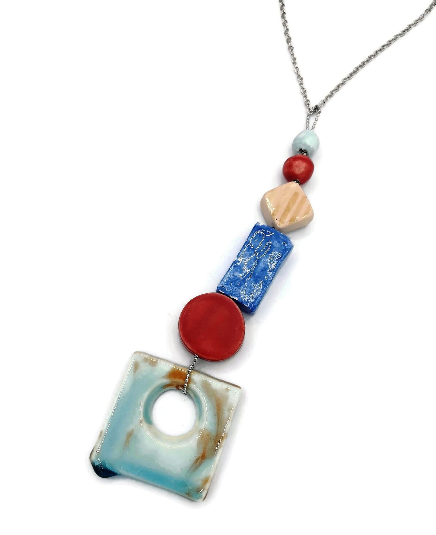 Trendy Statement Necklace Pendant For Women, Aesthetic Birthday Gift For Her, Everyday Necklace, Handmade Ceramic Jewelry Gifts For Her - Ceramica Ana Rafael